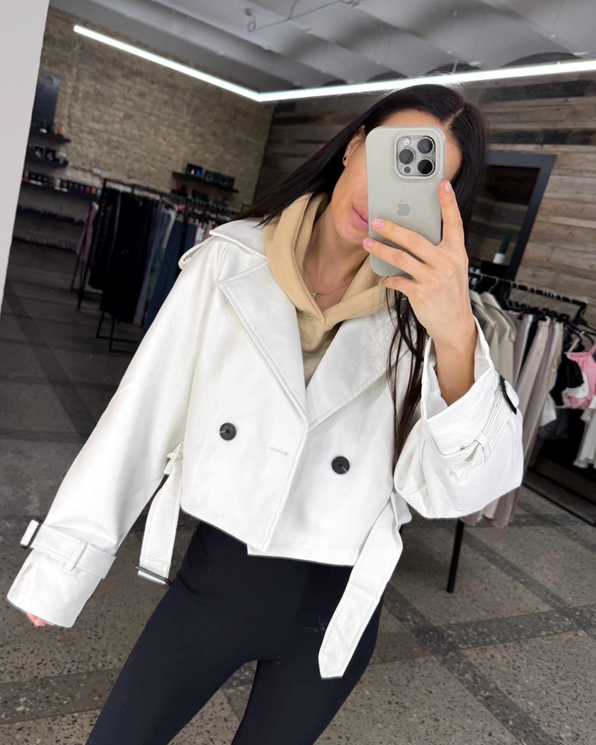 Balta, īsa eco ādas jaka - 14471