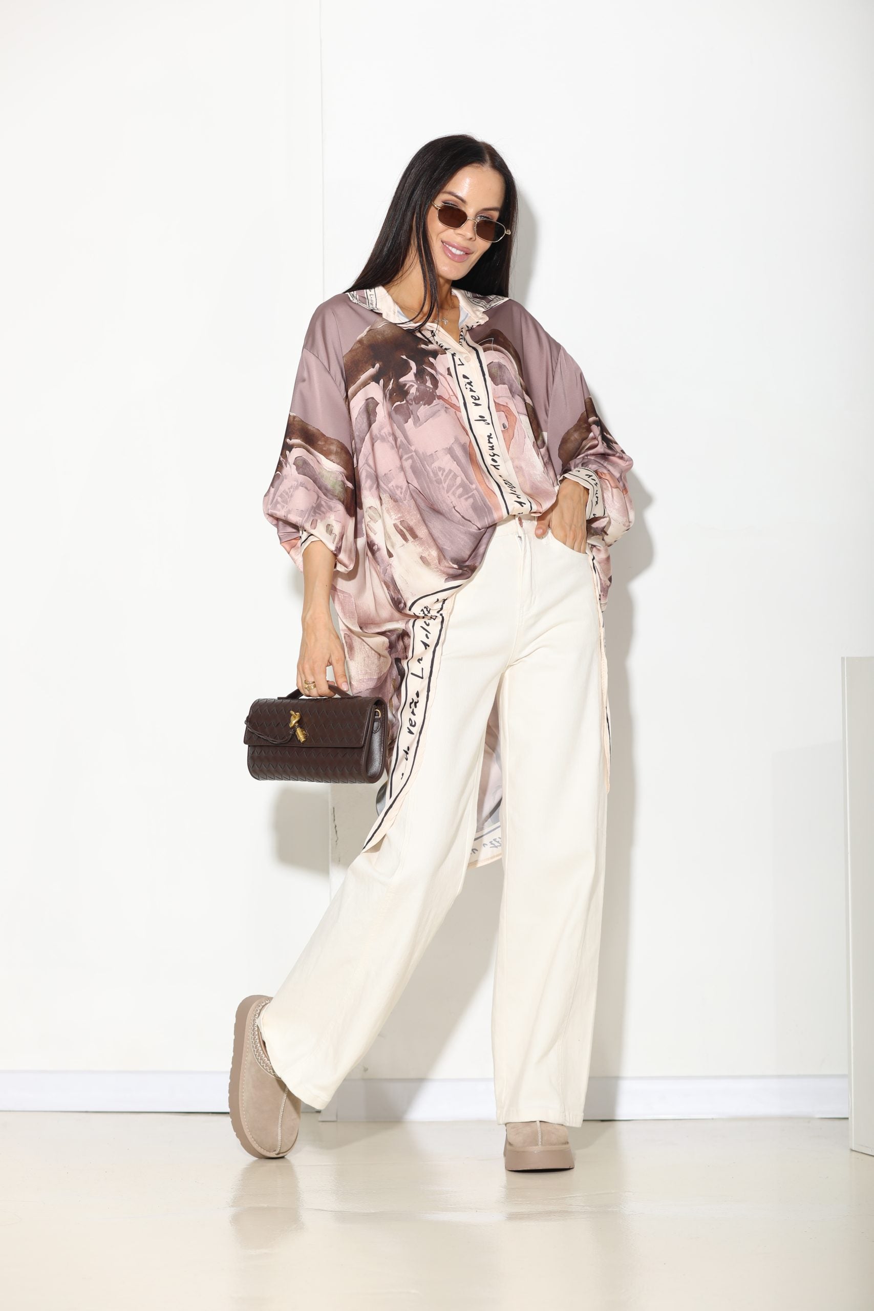 Violets 'Glezna' blūze/krekls ar garu mugurpusi - 16128