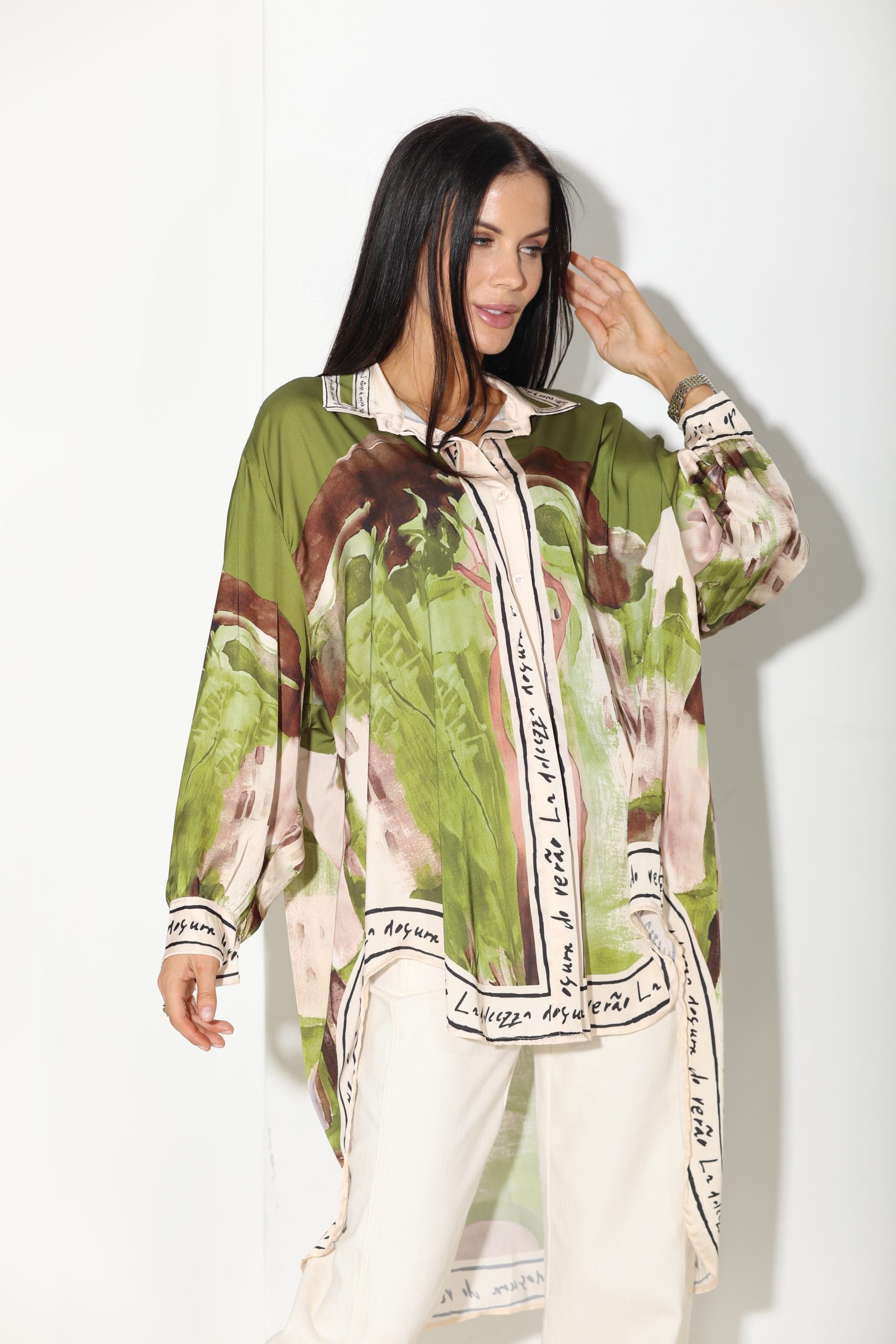 G.zaļa 'Glezna' blūze/krekls ar garu mugurpusi - 16131