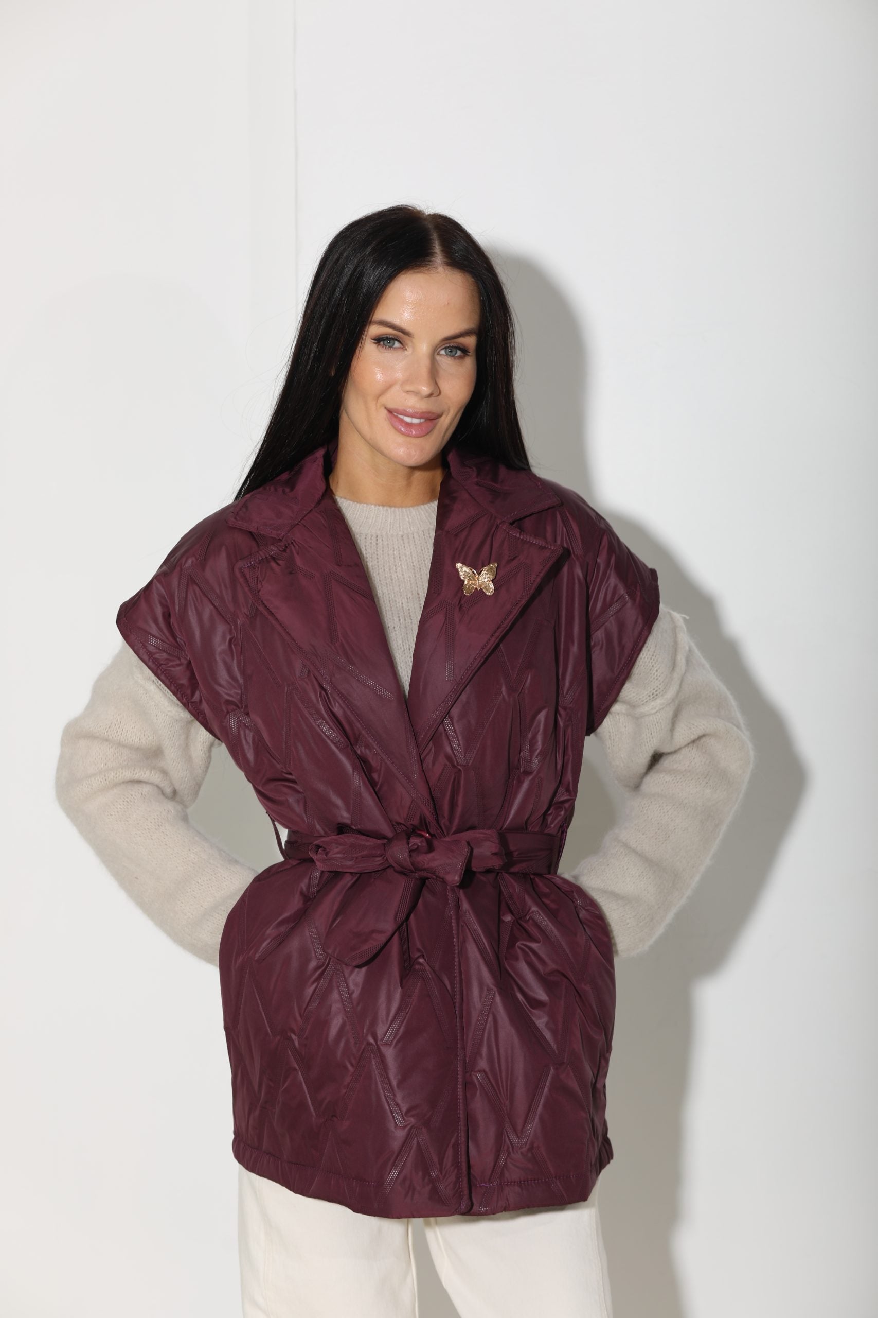 T.violeta stepēta veste ar piespraudi - 16160