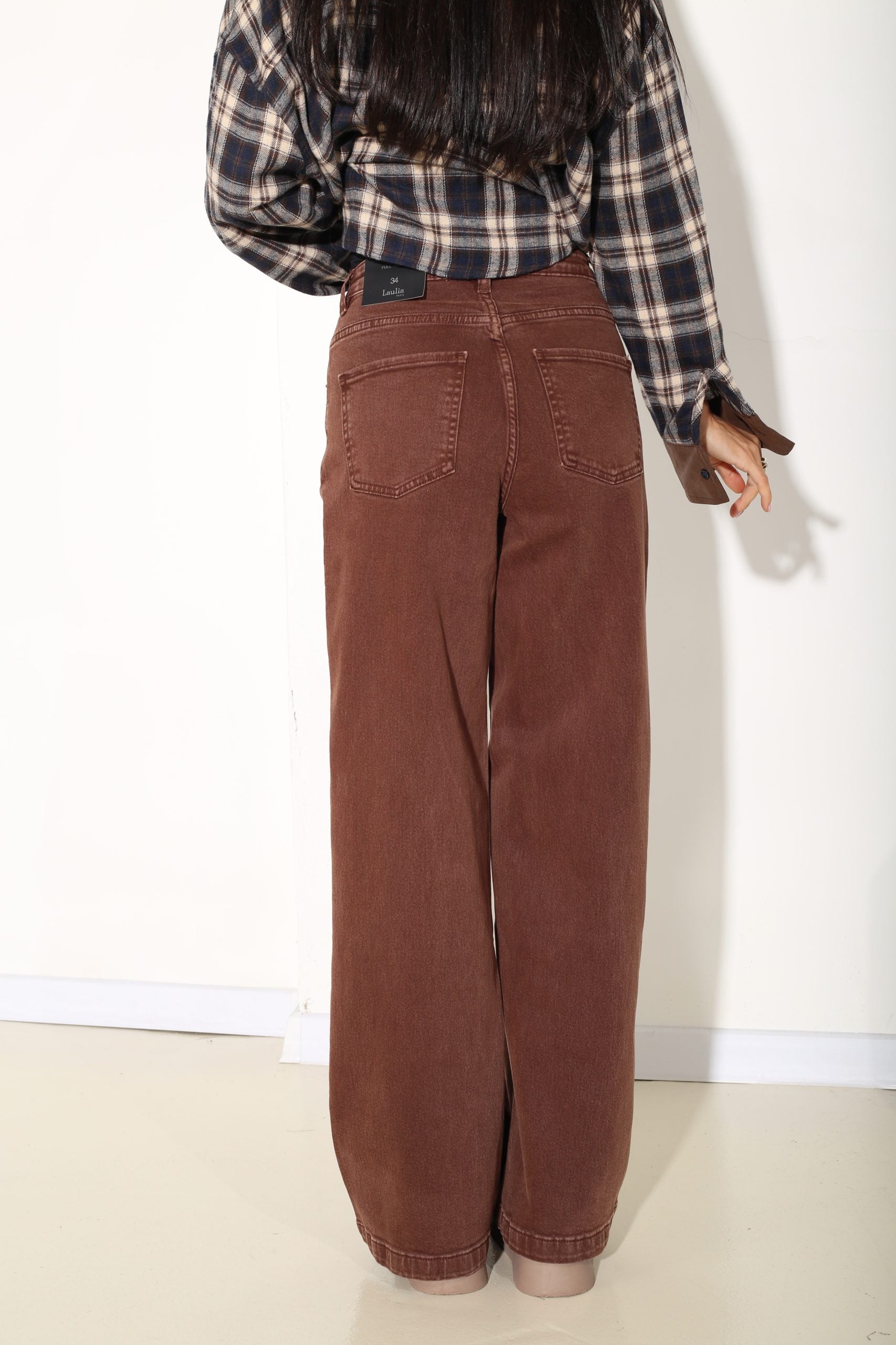 G. Brūnas džinsa bikses ar slīpu pogas aizdari - 17006