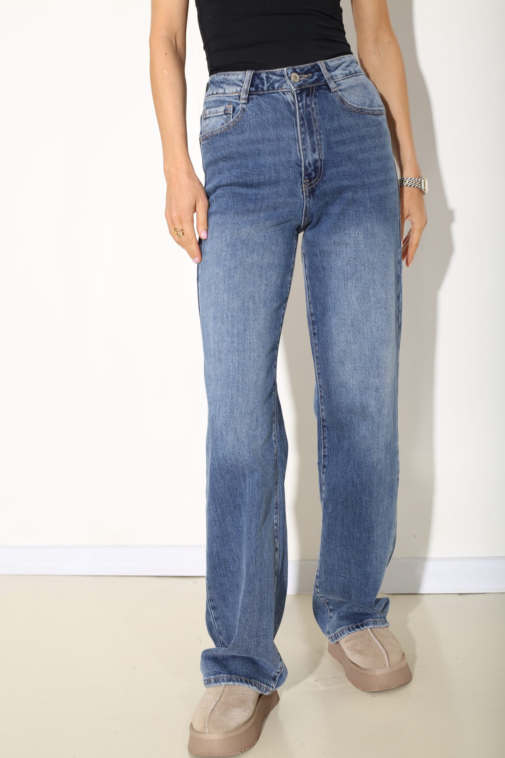 T.zilas Laulia firmas džinsa bikses "Loose straight" ar balinājumu - 16976