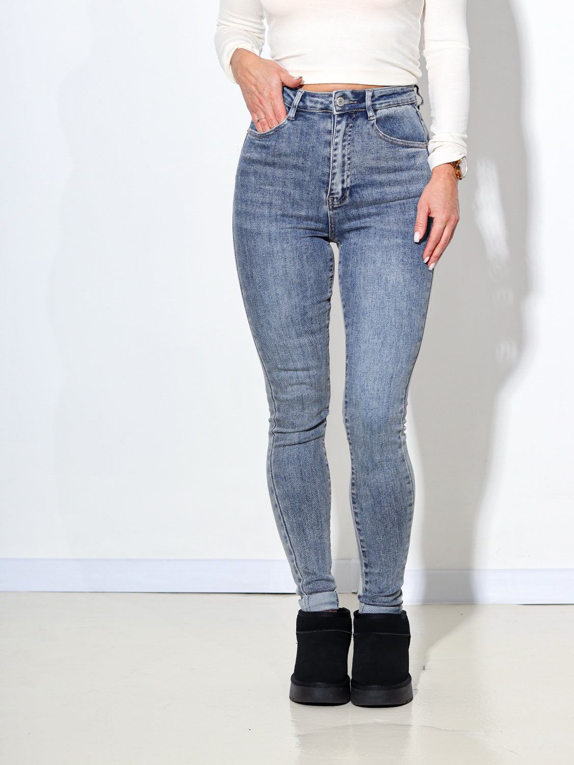 Zilas džinsa bikses ,,Extra High Waist'' - 13866