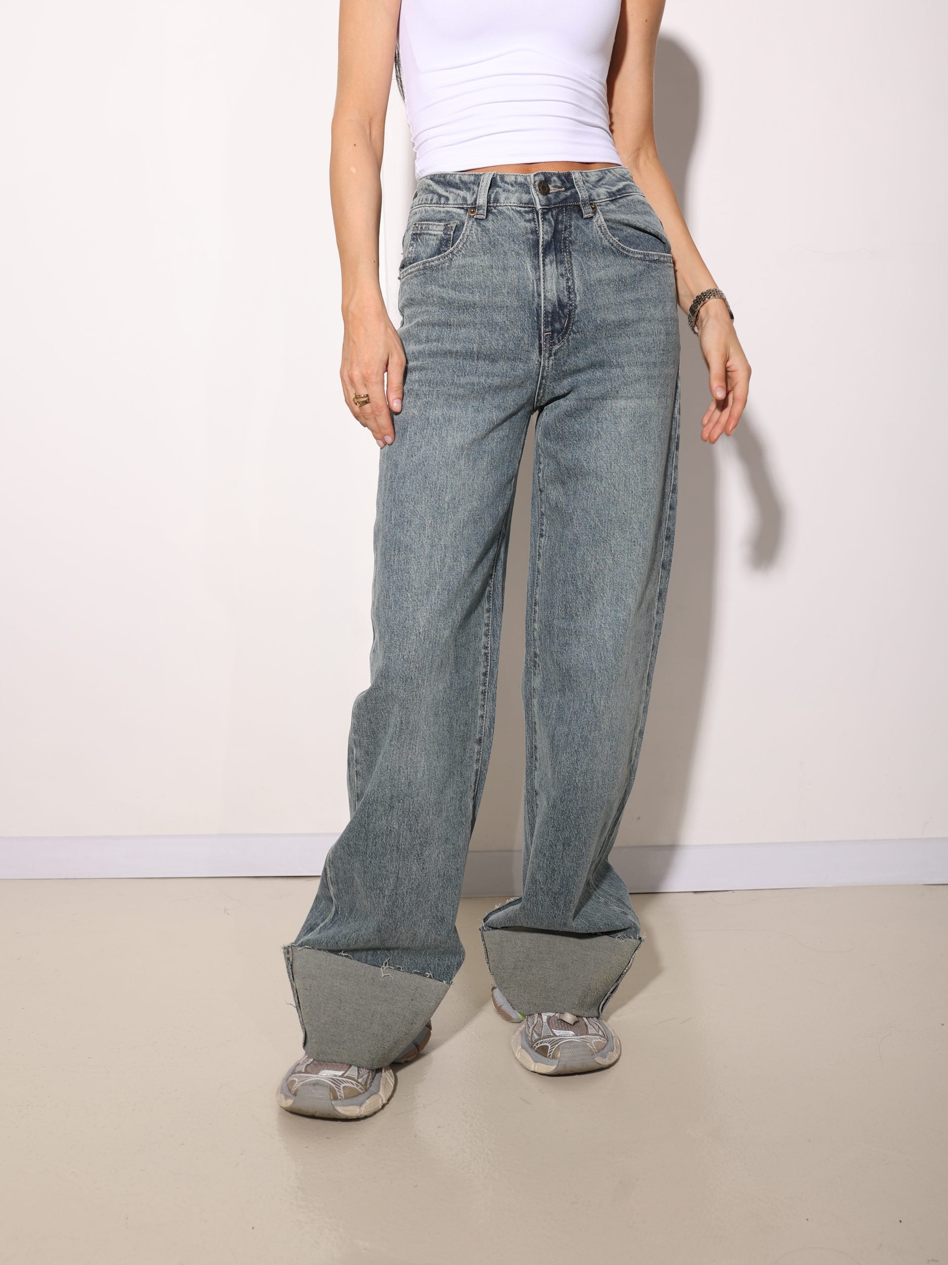 Zilas džinsa bikses ar 11cm atloku, Laulia firmas - 16019