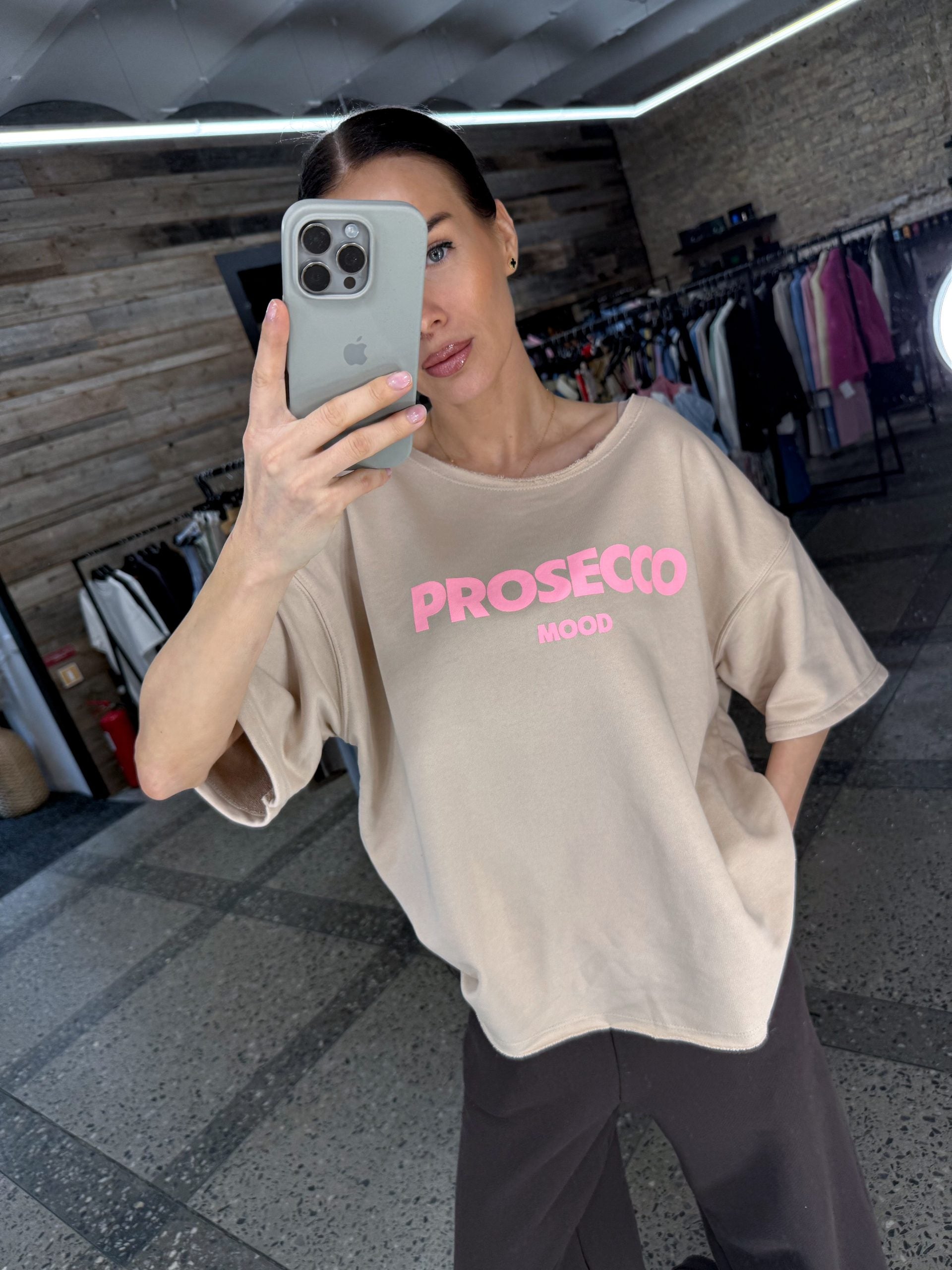 Bēšs "Prosecco" cilpiņtrikotāšas tops - 14570