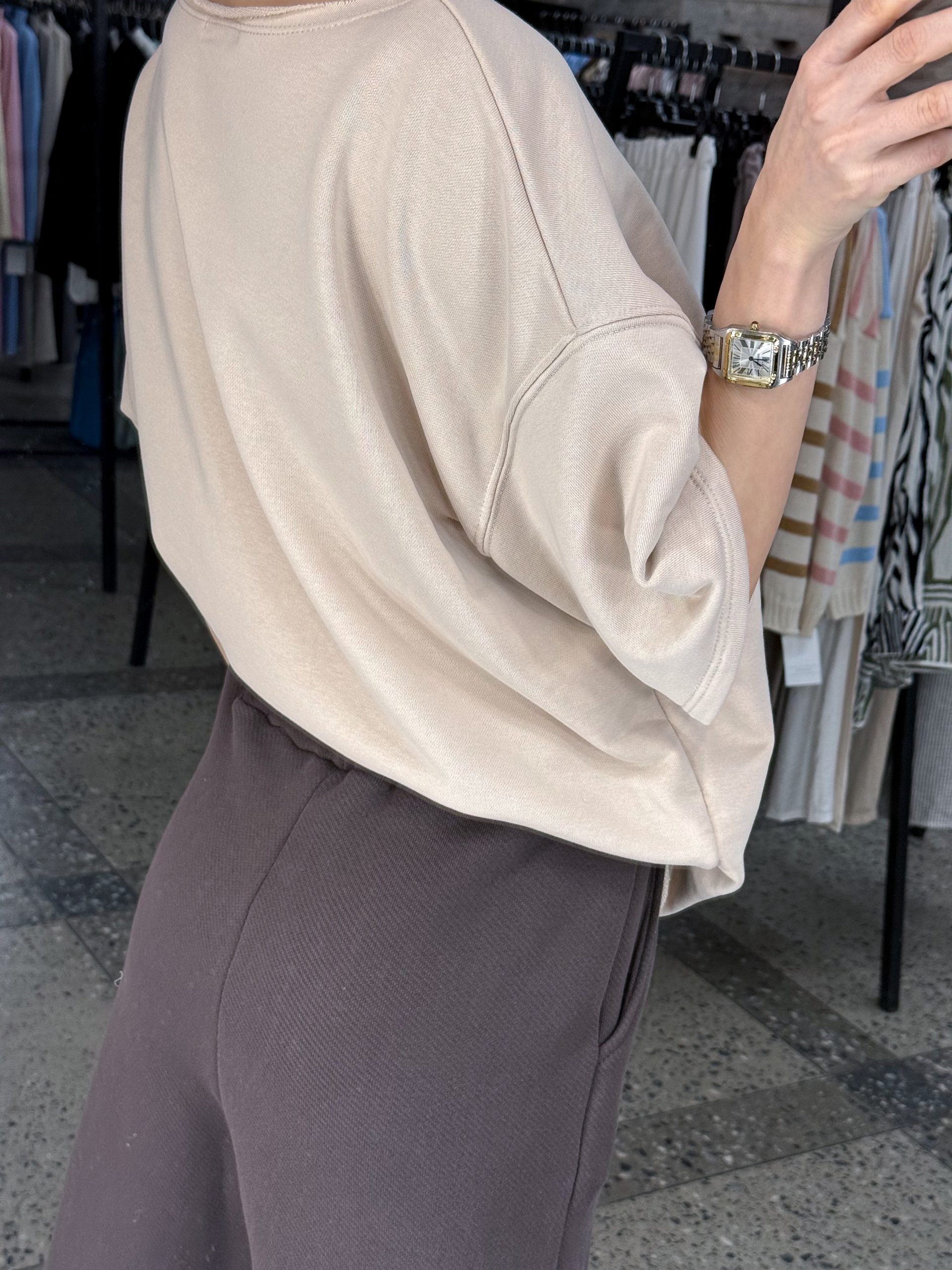 Bēšs "Prosecco" cilpiņtrikotāšas tops - 14570