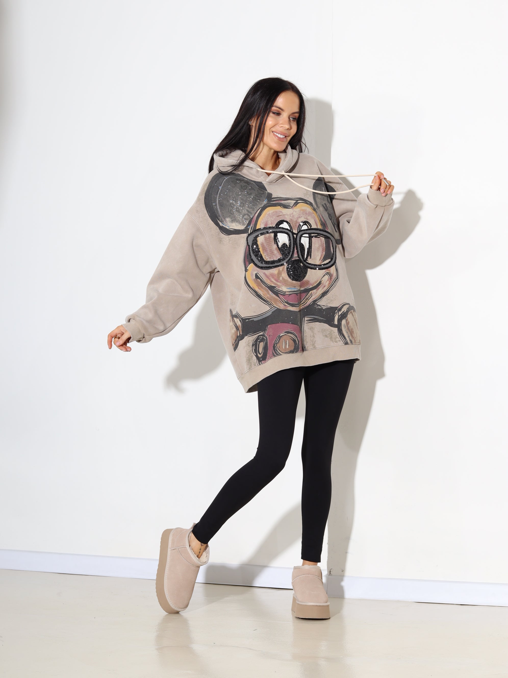 Bēšs džemperis/hūdijs ar "Mickey" - 17866