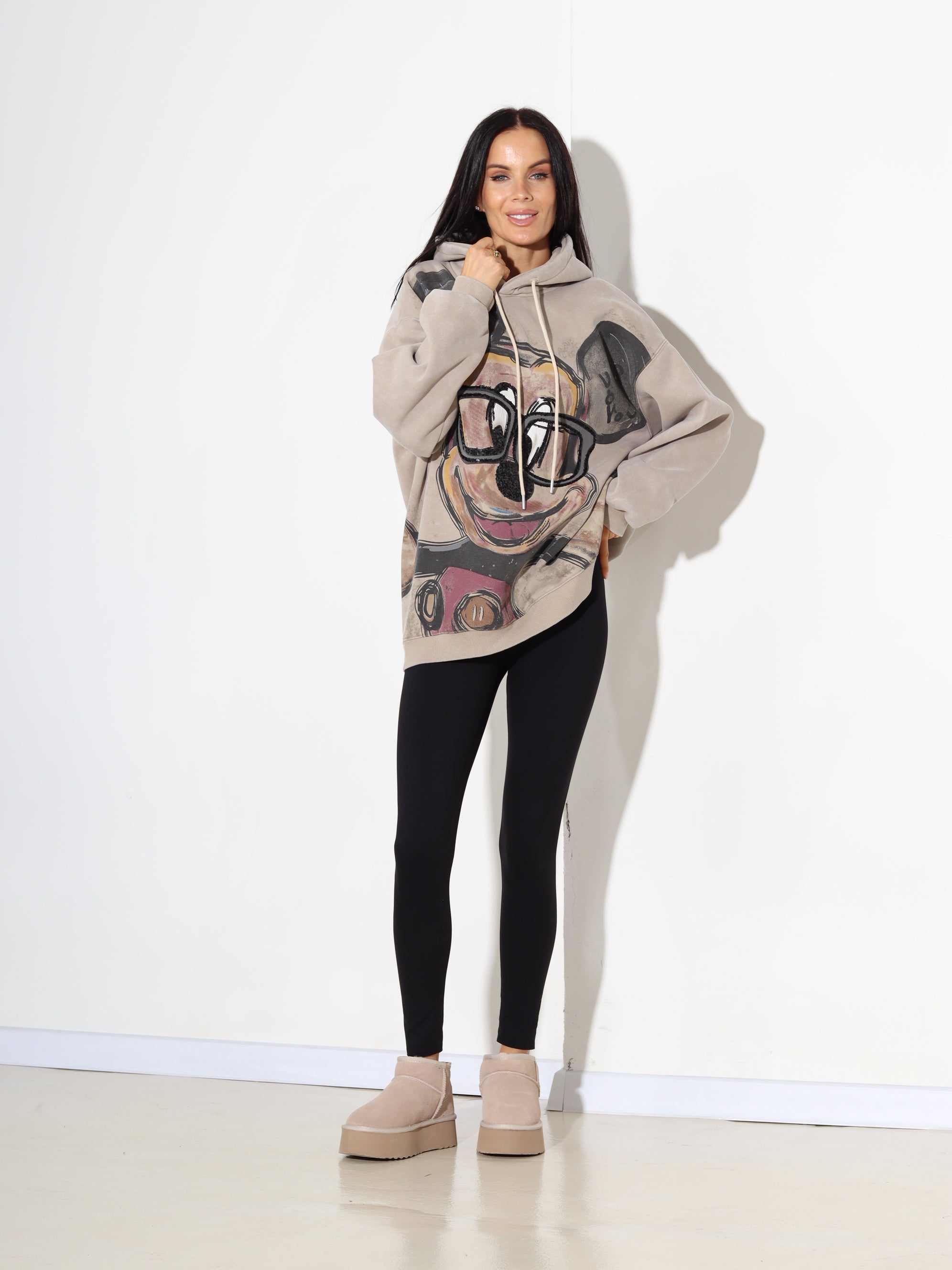 Bēšs džemperis/hūdijs ar "Mickey" - 17866