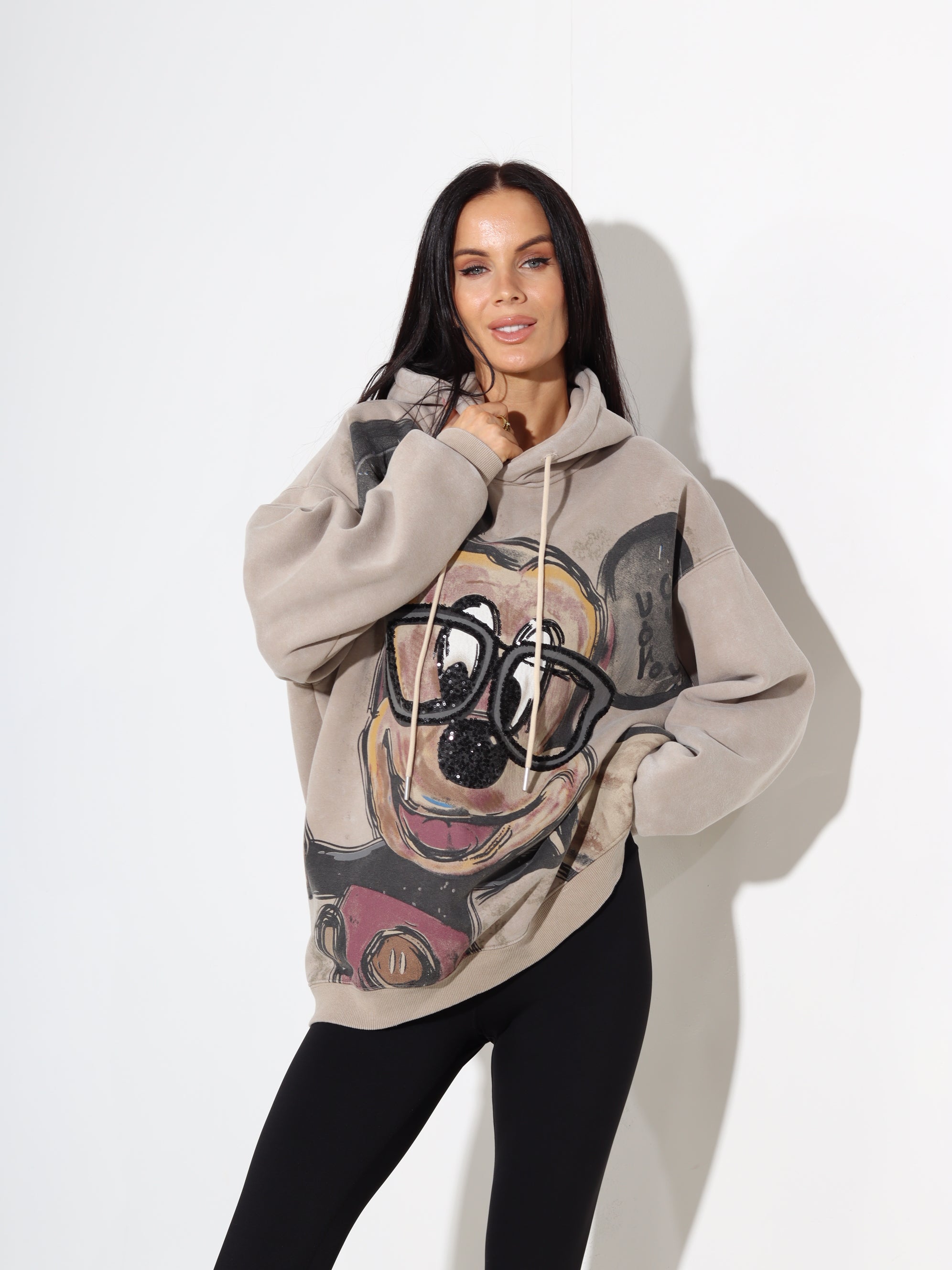 Bēšs džemperis/hūdijs ar "Mickey" - 17866