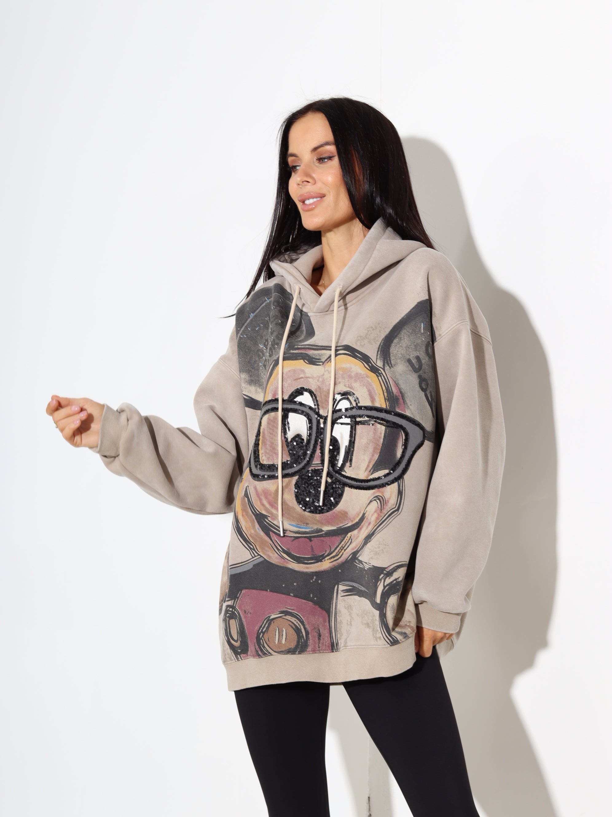 Bēšs džemperis/hūdijs ar "Mickey" - 17866