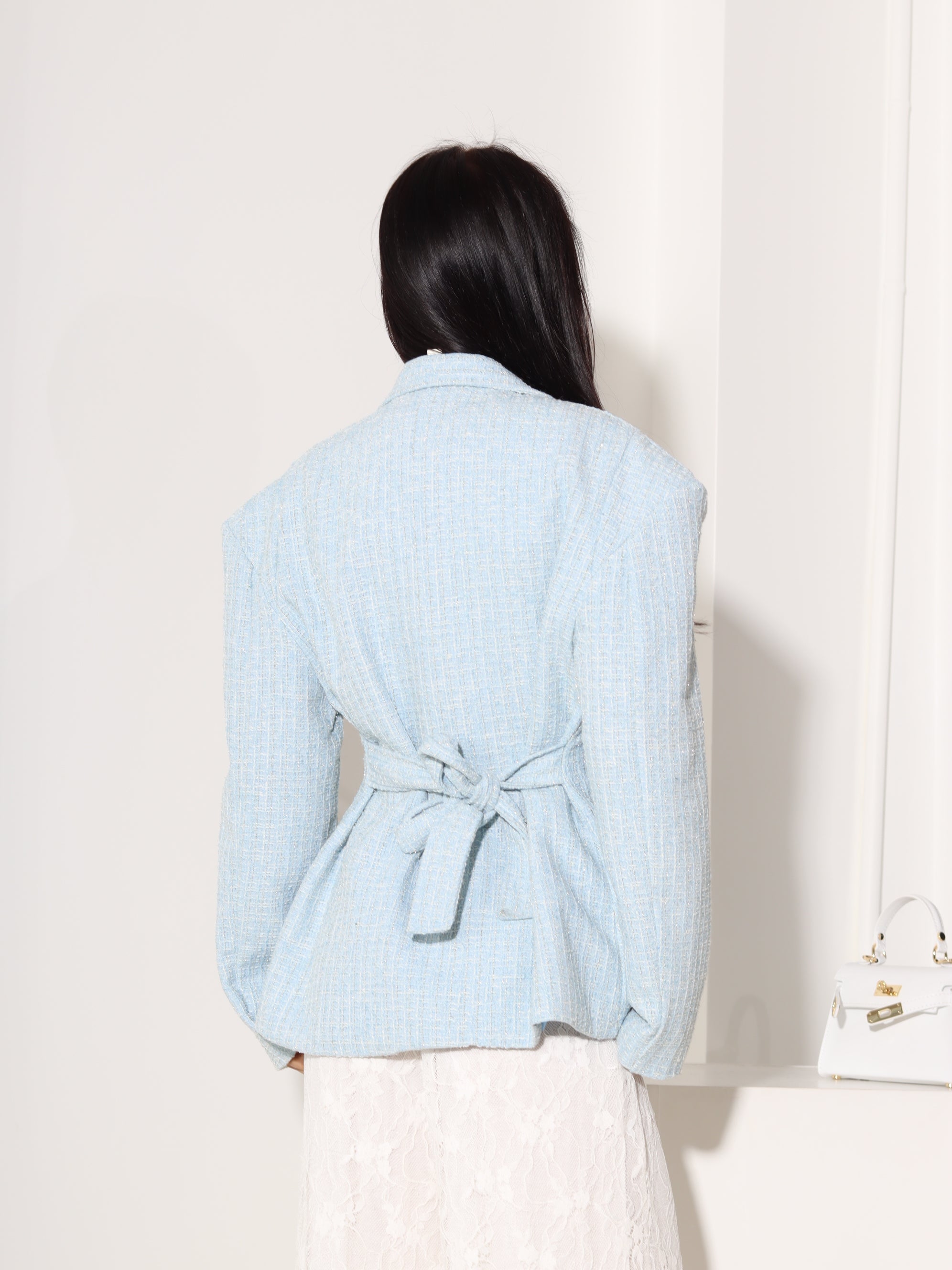 Zila tvīda auduma žakete, sienama mugurpusē - 18593