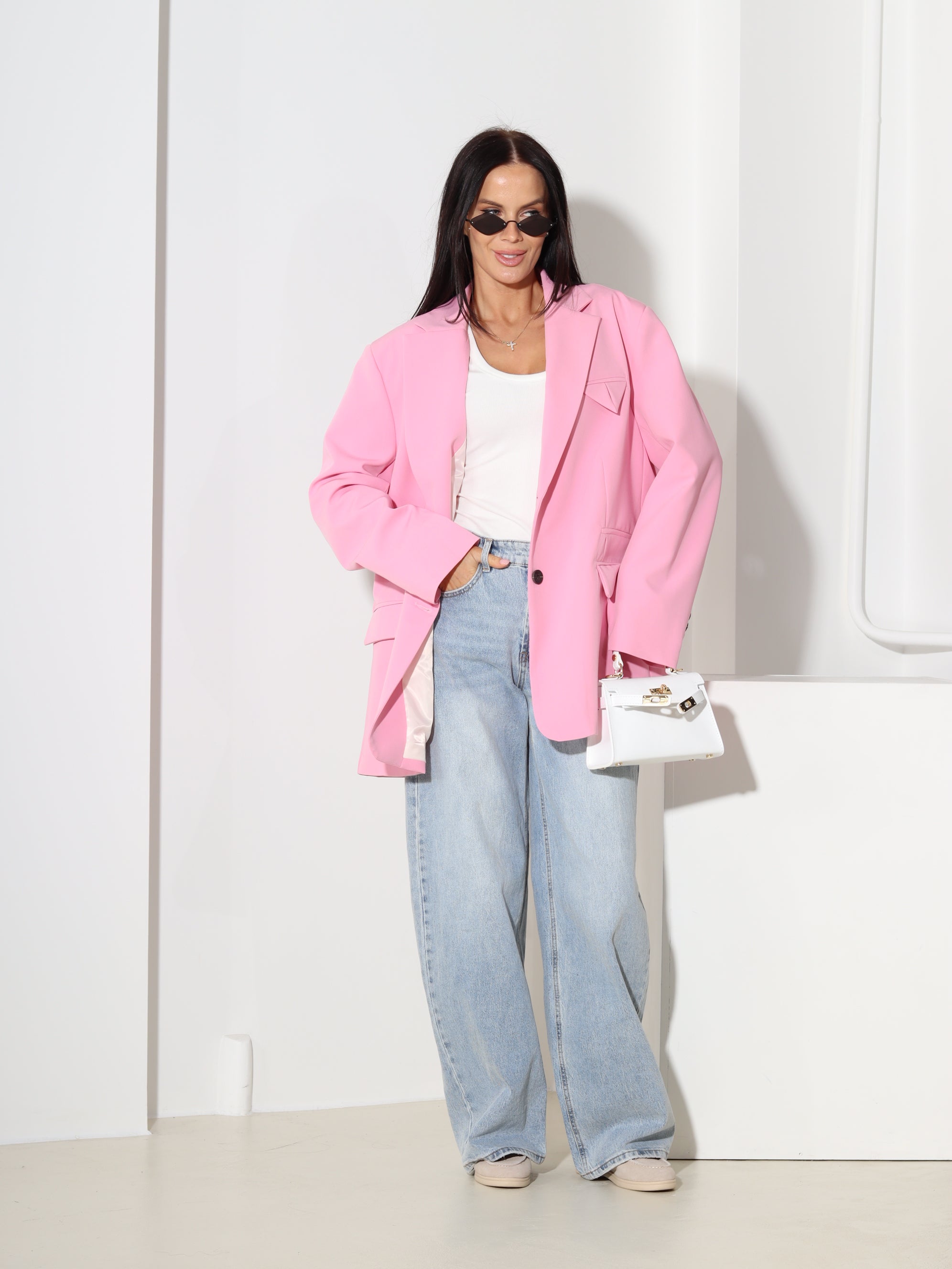 Rozā žakete brīvā piegrieznē 'Košums' - 18590