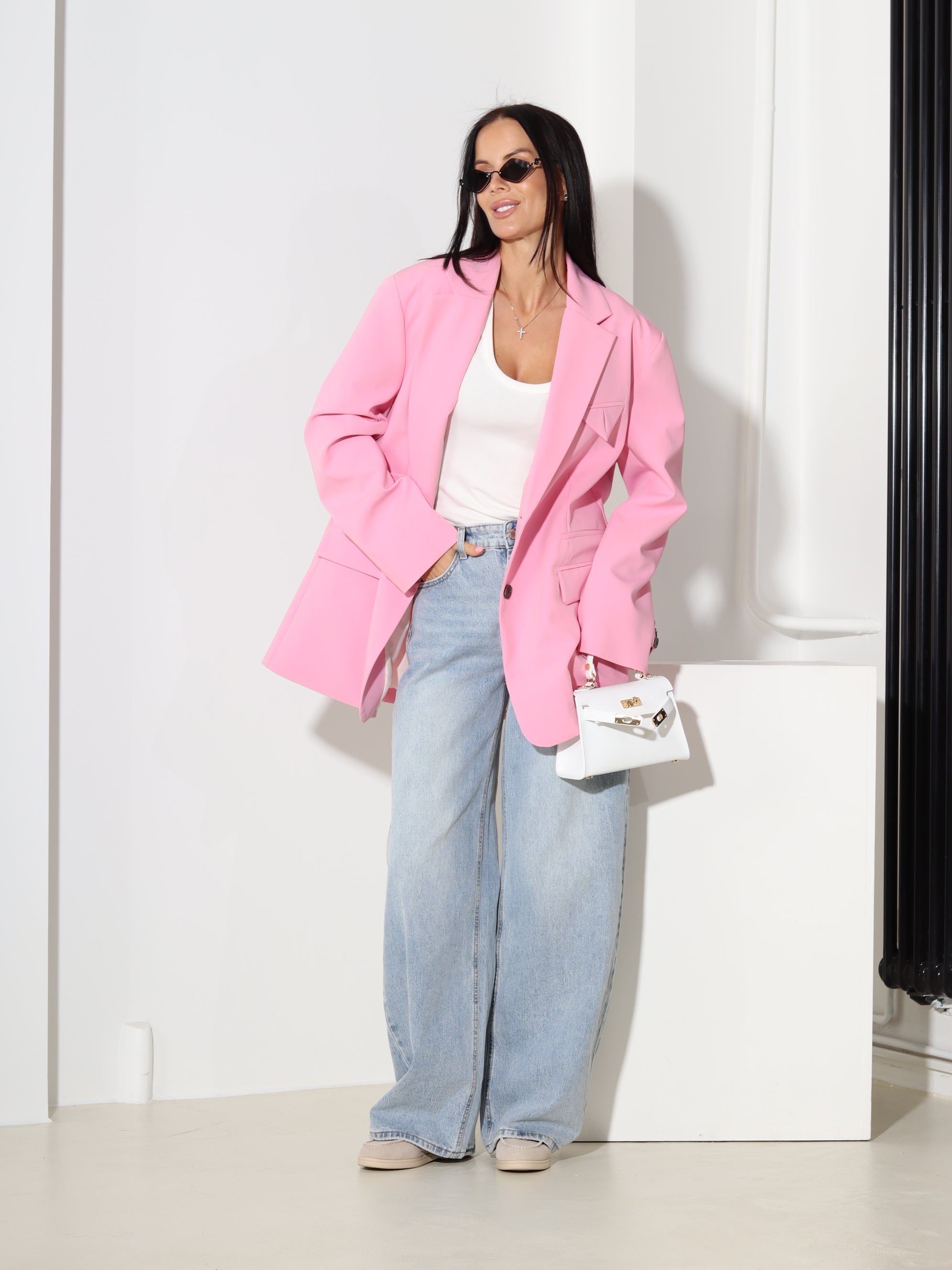 Rozā žakete brīvā piegrieznē 'Košums' - 18590