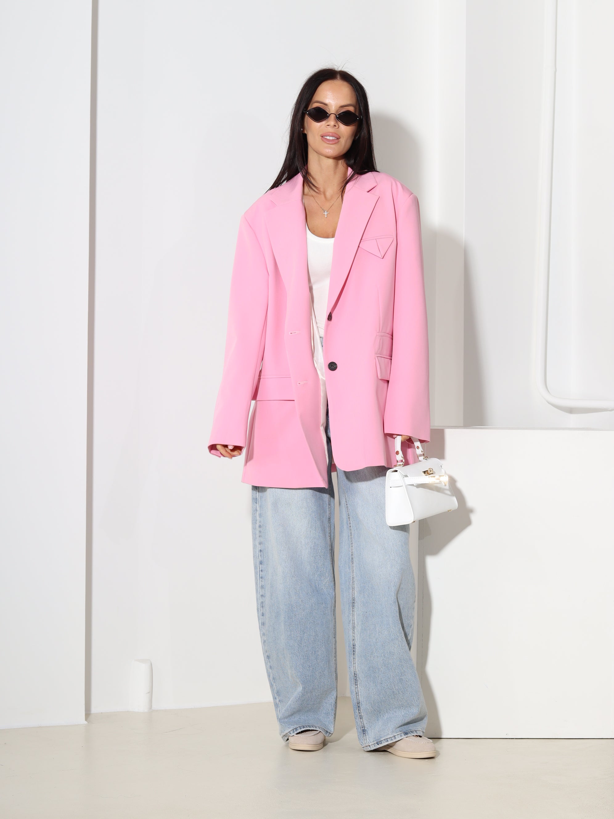 Rozā žakete brīvā piegrieznē 'Košums' - 18590