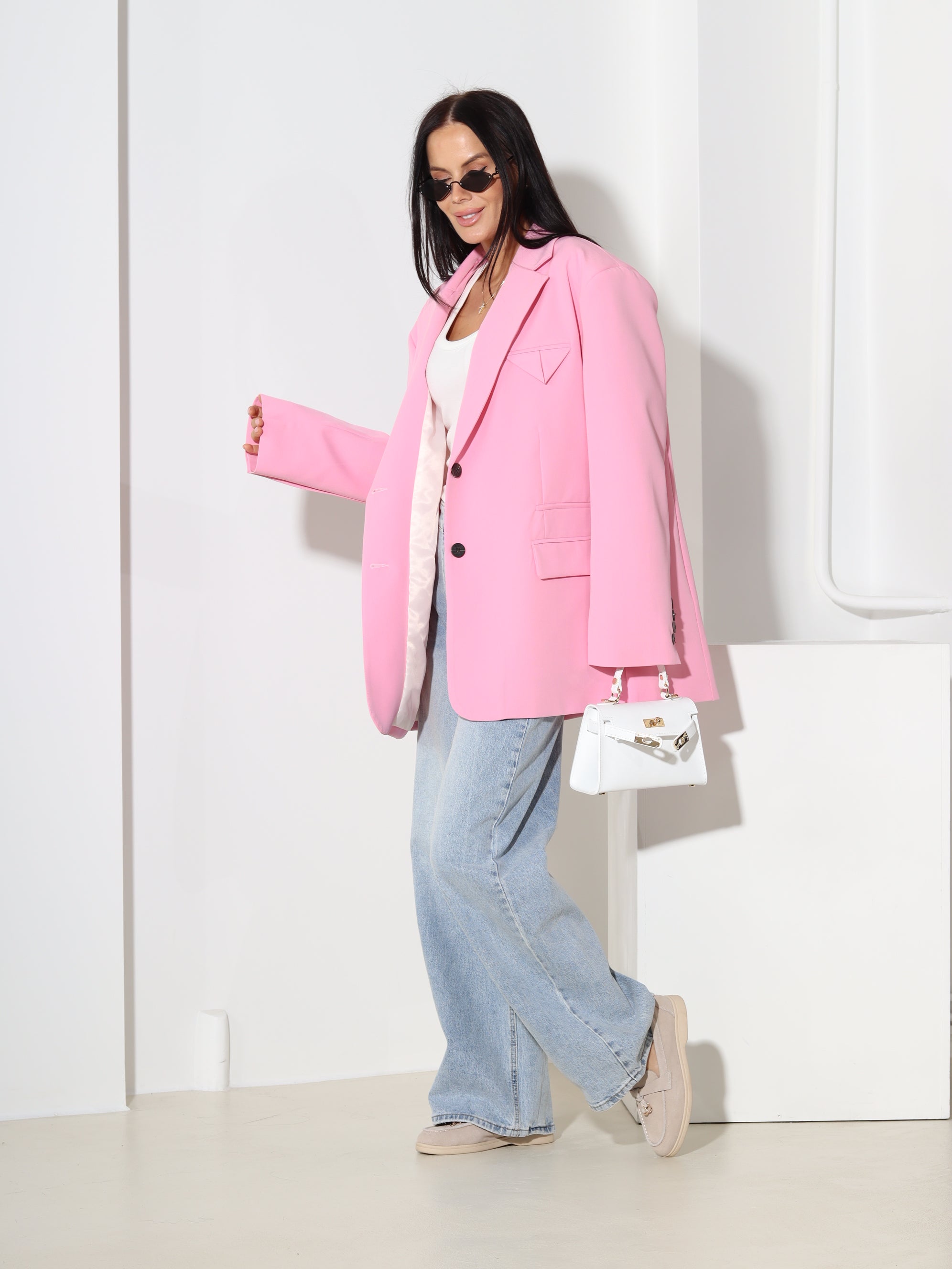 Rozā žakete brīvā piegrieznē 'Košums' - 18590