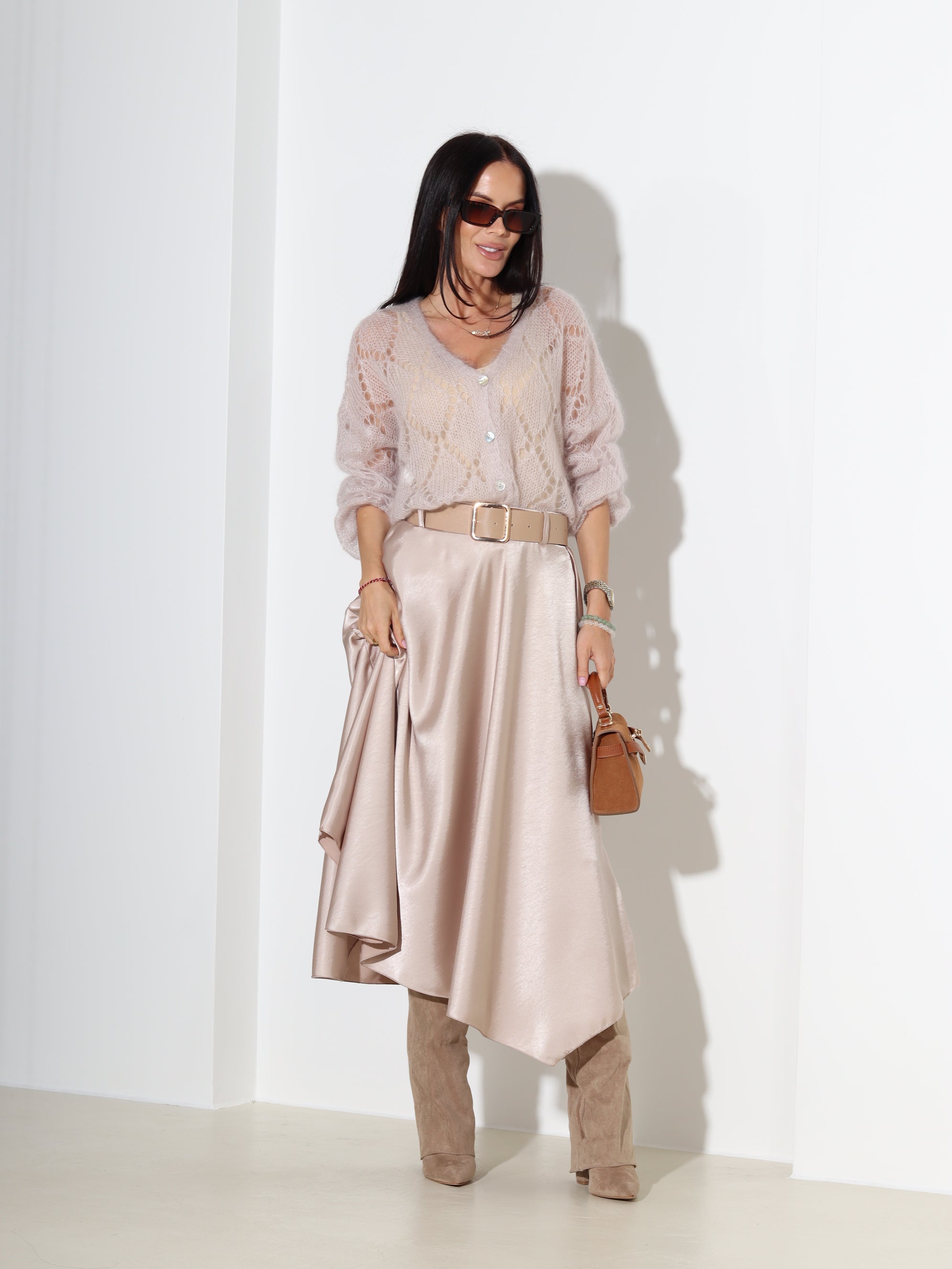 Bēšs perforēta adījuma jaka - 18324