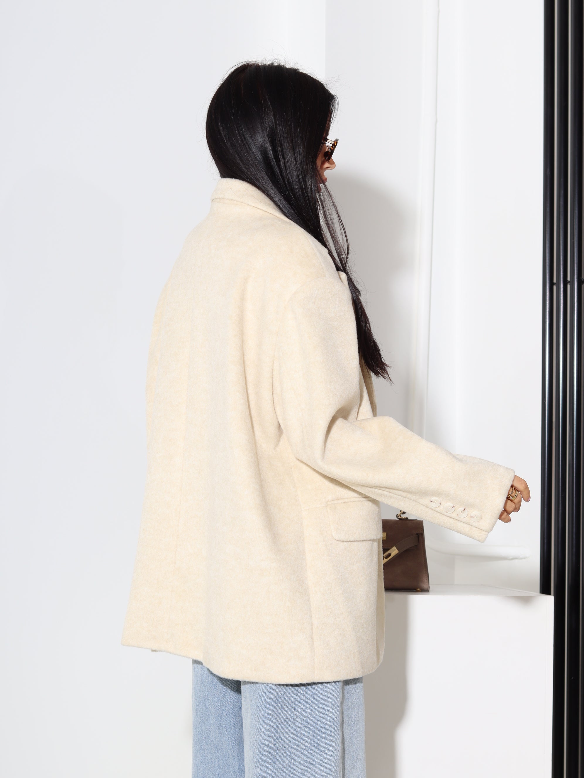 Bēša vilnas oversize žakete - 18596