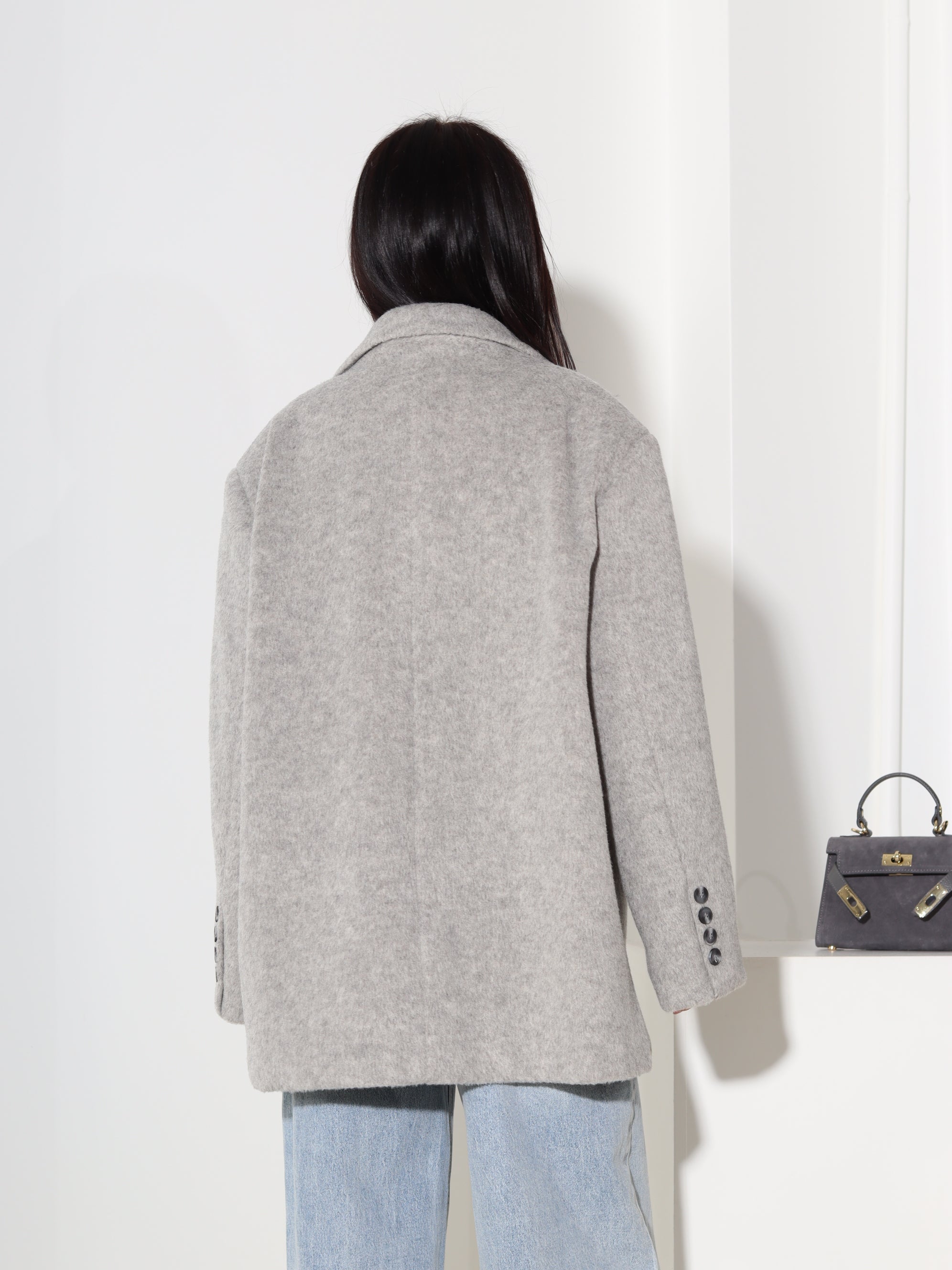 Pelēka vilnas oversize žakete - 18597