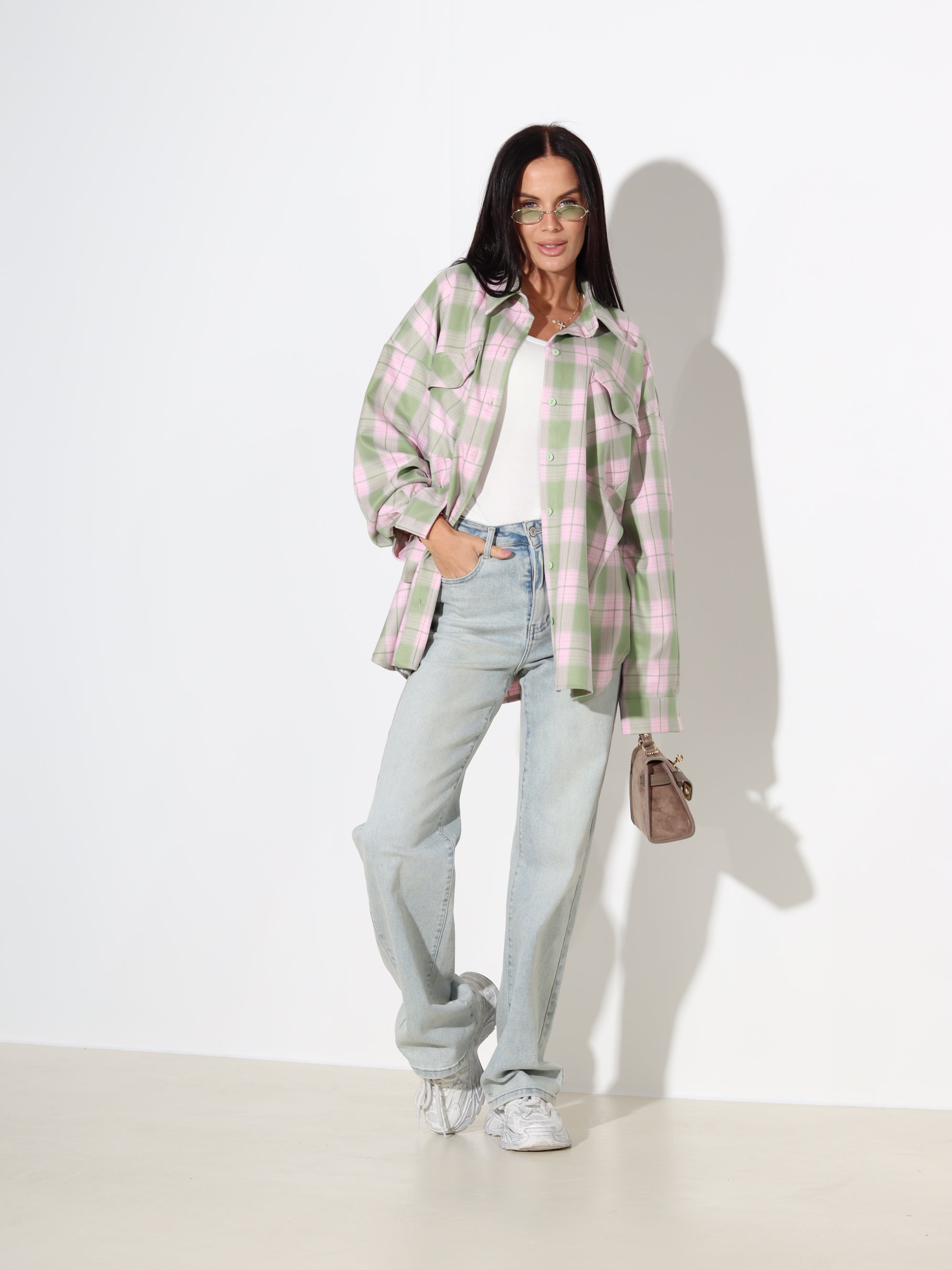 Zaļas+ rozā rūtiņas krekls 'LUX' – 18102