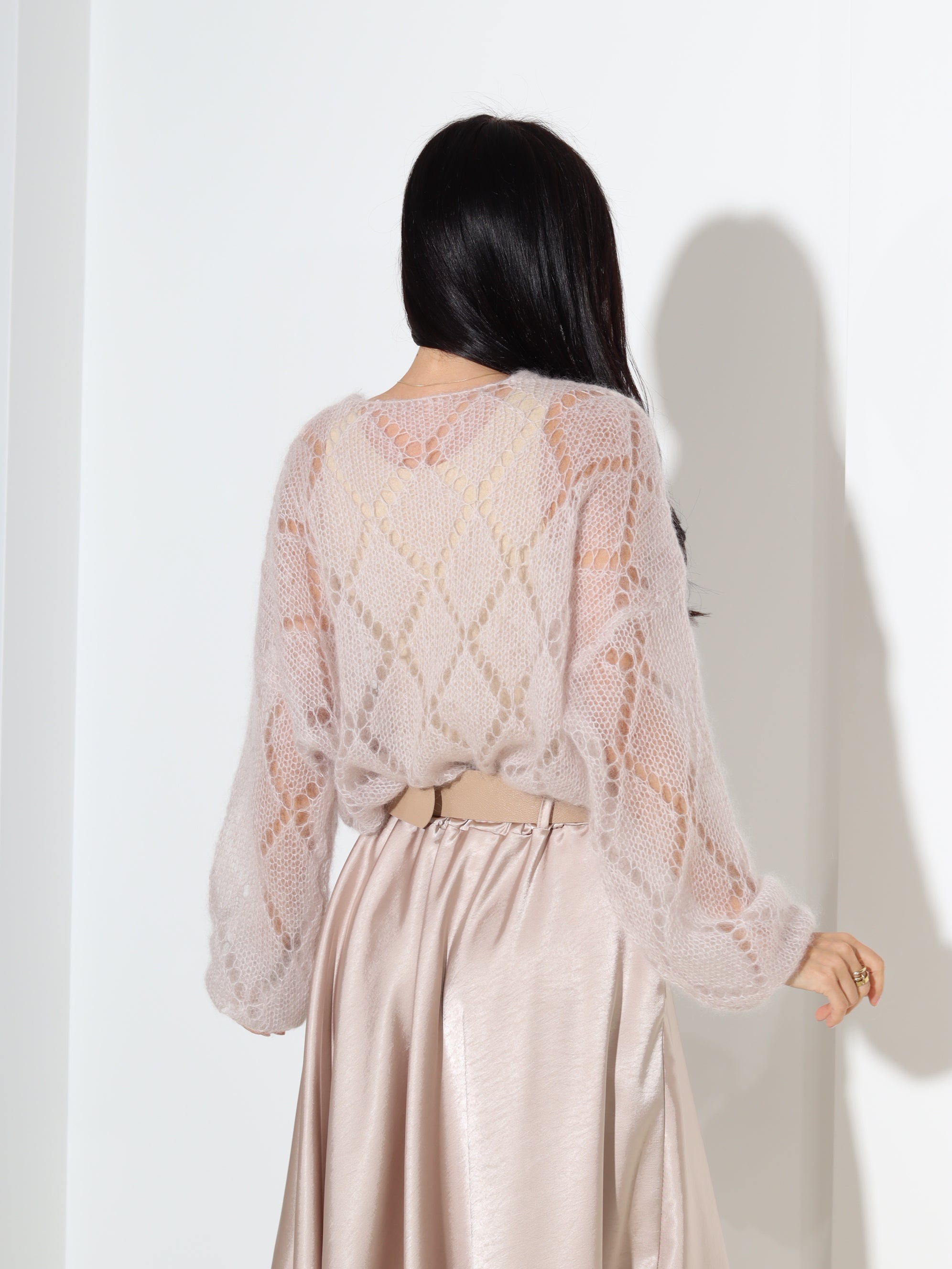 Bēšs perforēta adījuma jaka - 18324