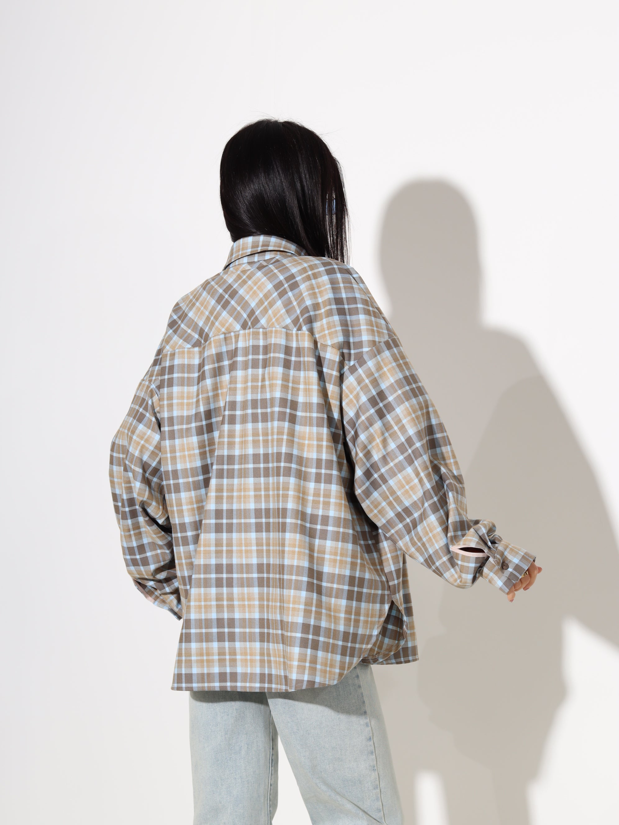 Zilas+ brūnas rūtiņas krekls 'LUX' - 18100