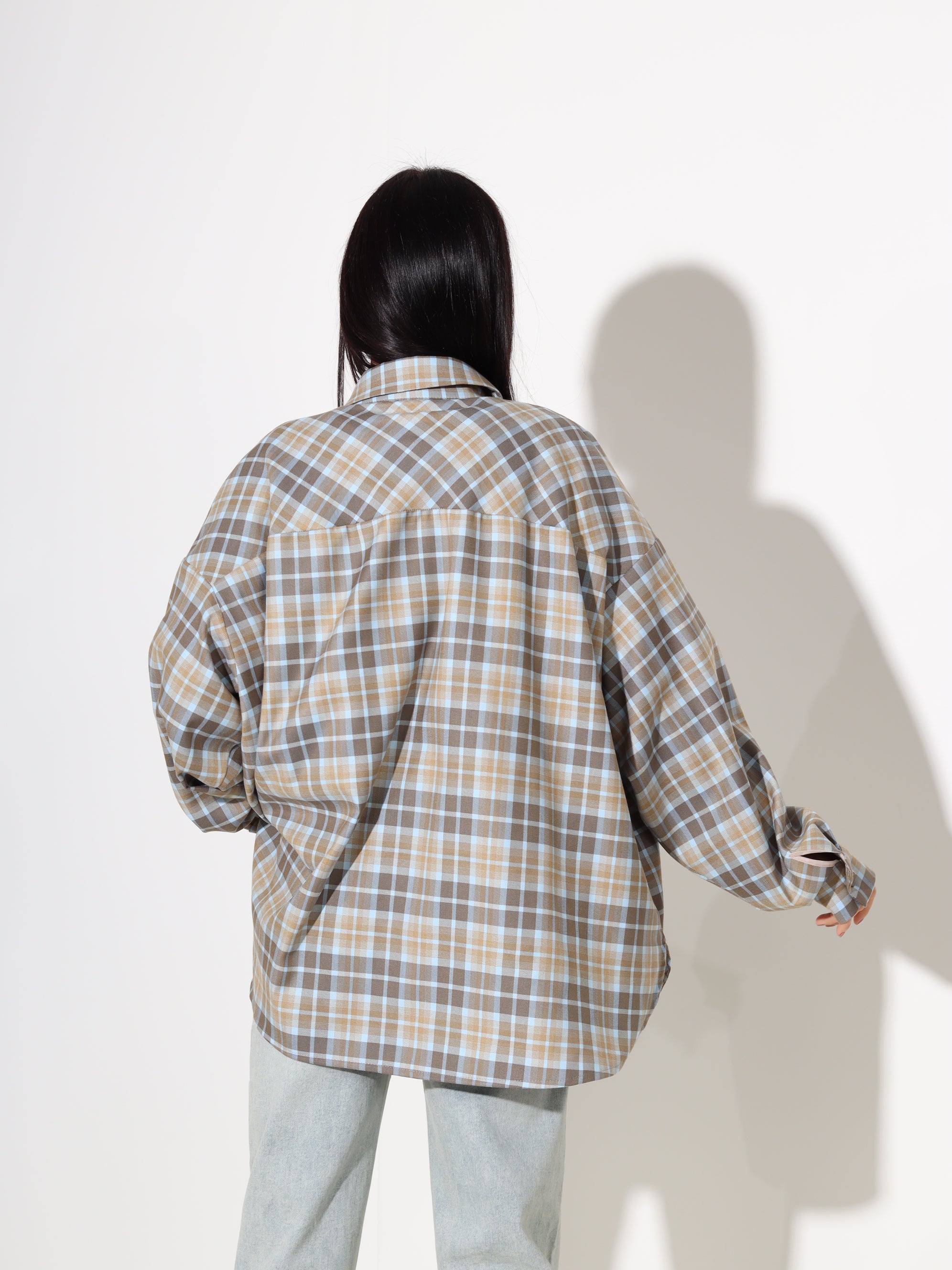 Zilas+ brūnas rūtiņas krekls 'LUX' - 18100