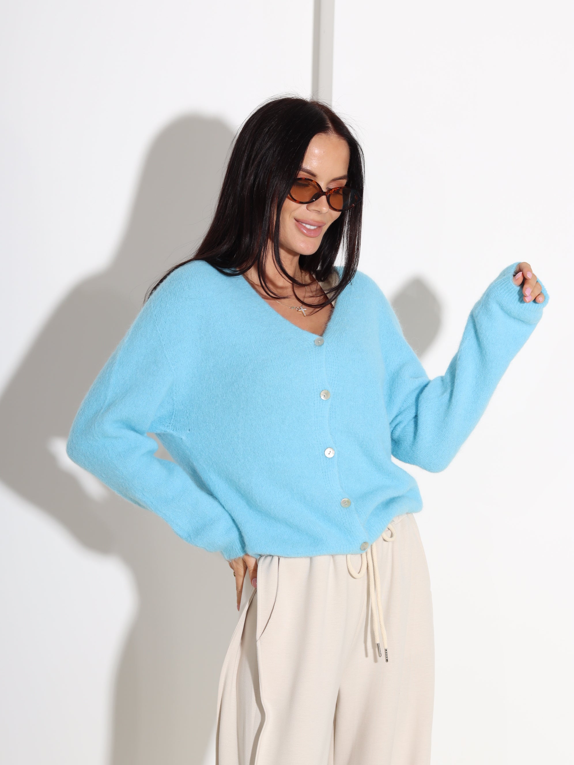 Zils alpakas jaka ar "V" veida dekoltē - 18330. a