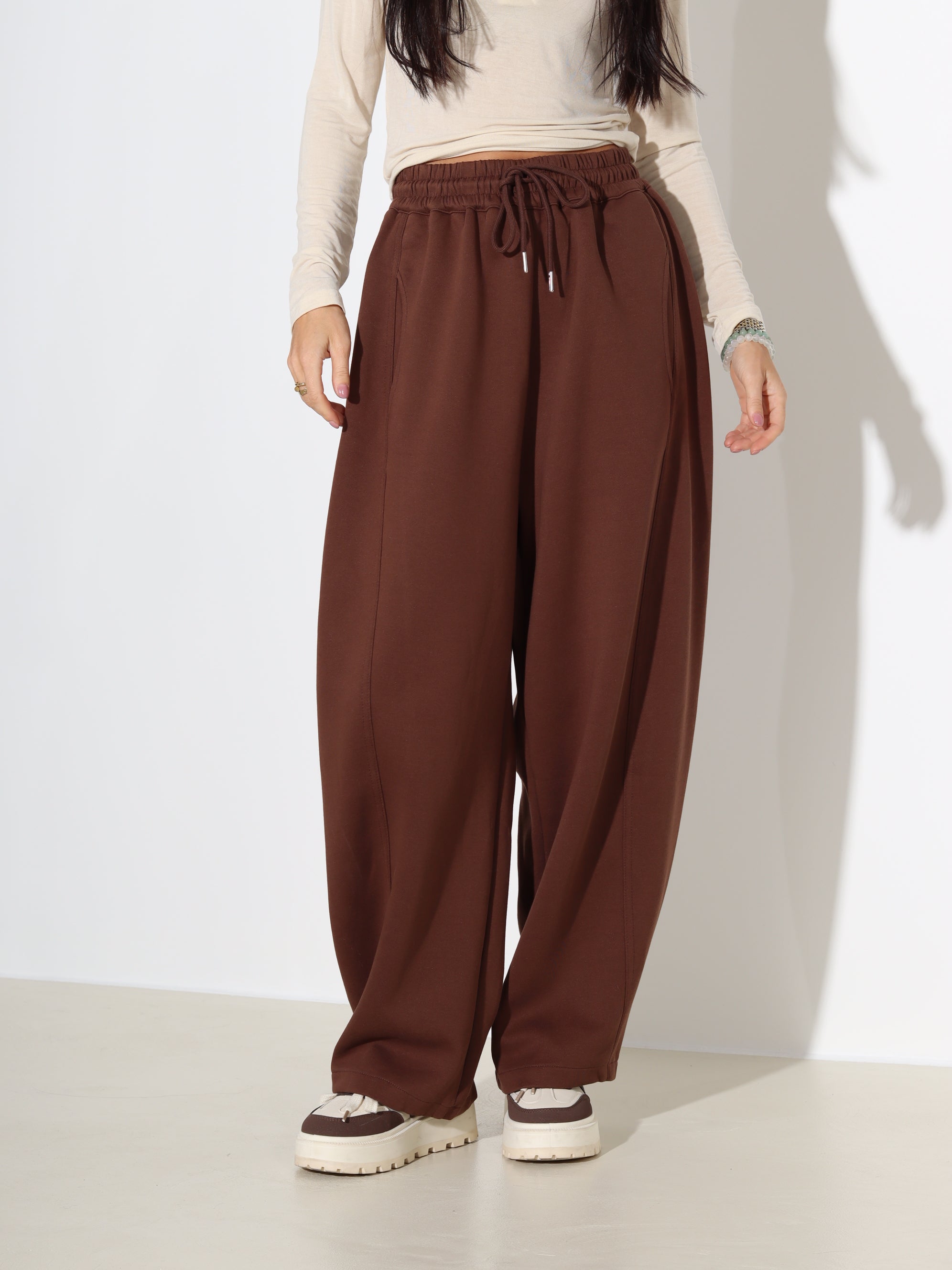 Brūnas/šoko oversize sportiska stila bikses - 18132