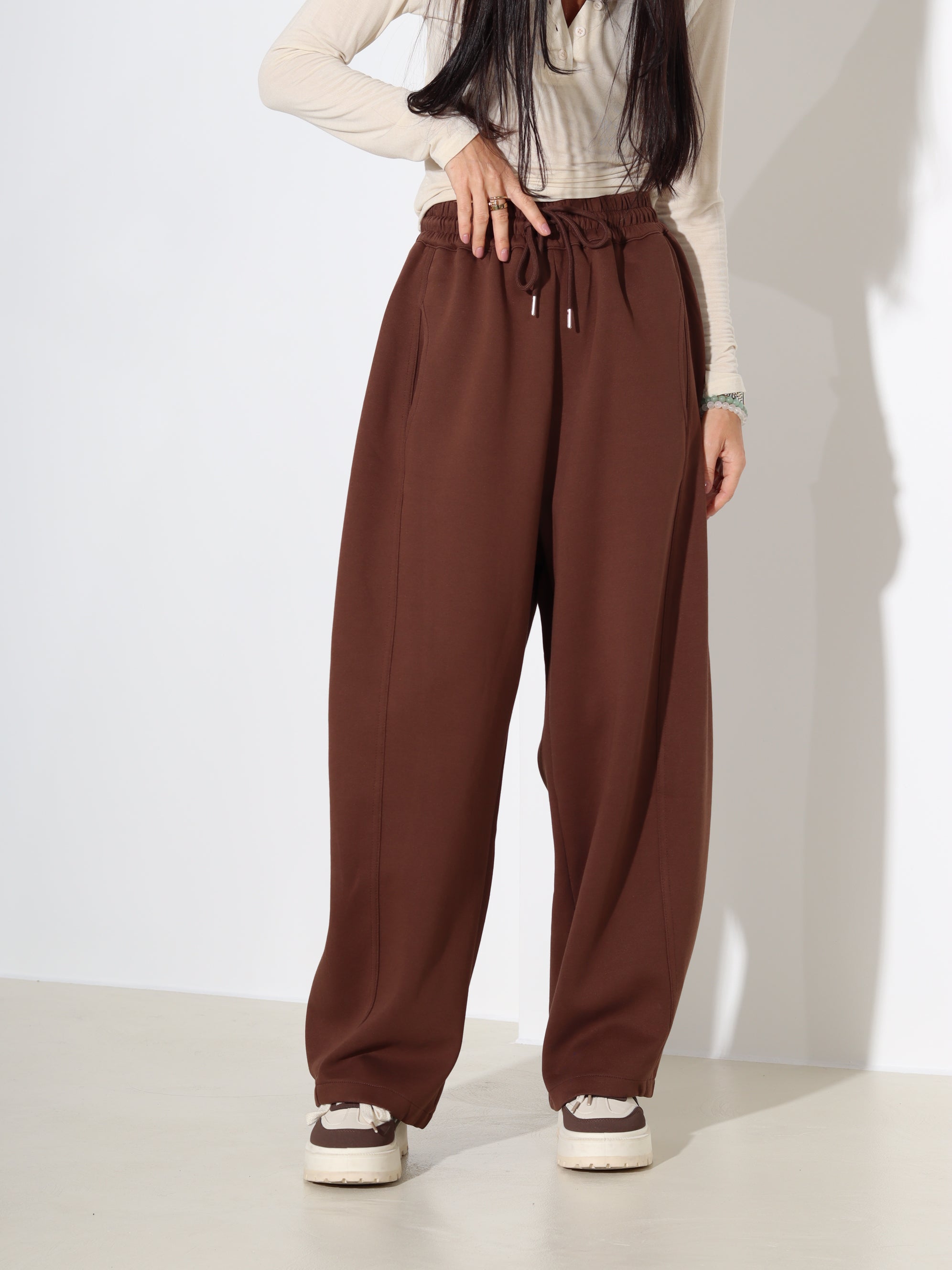 Brūnas/šoko oversize sportiska stila bikses - 18132