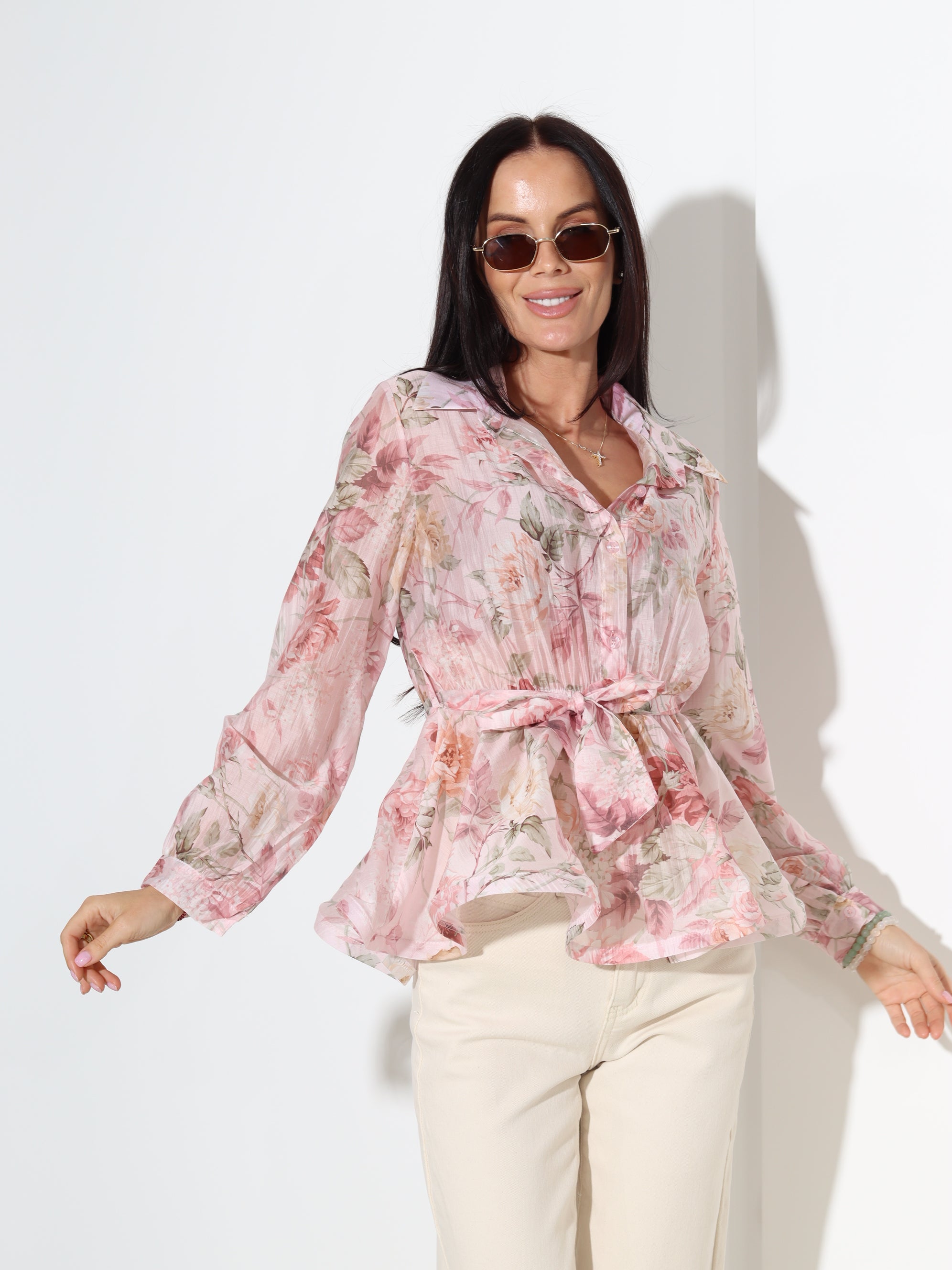 Rozā blūze 'Rozīte' ar volāniņu gurnu daļā - 18338