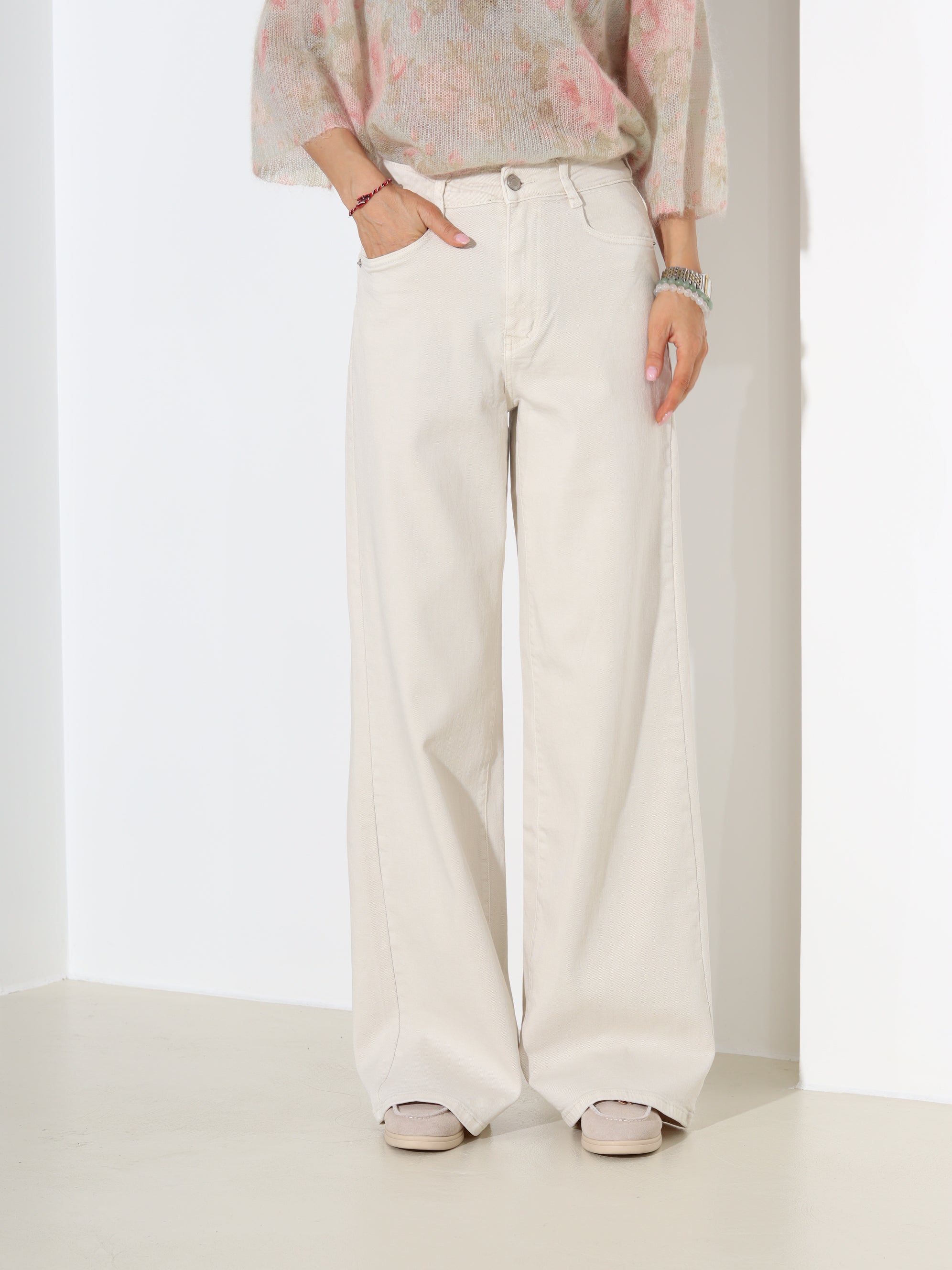 Bēšas džinsa bikses 'Dad fit' - 18600