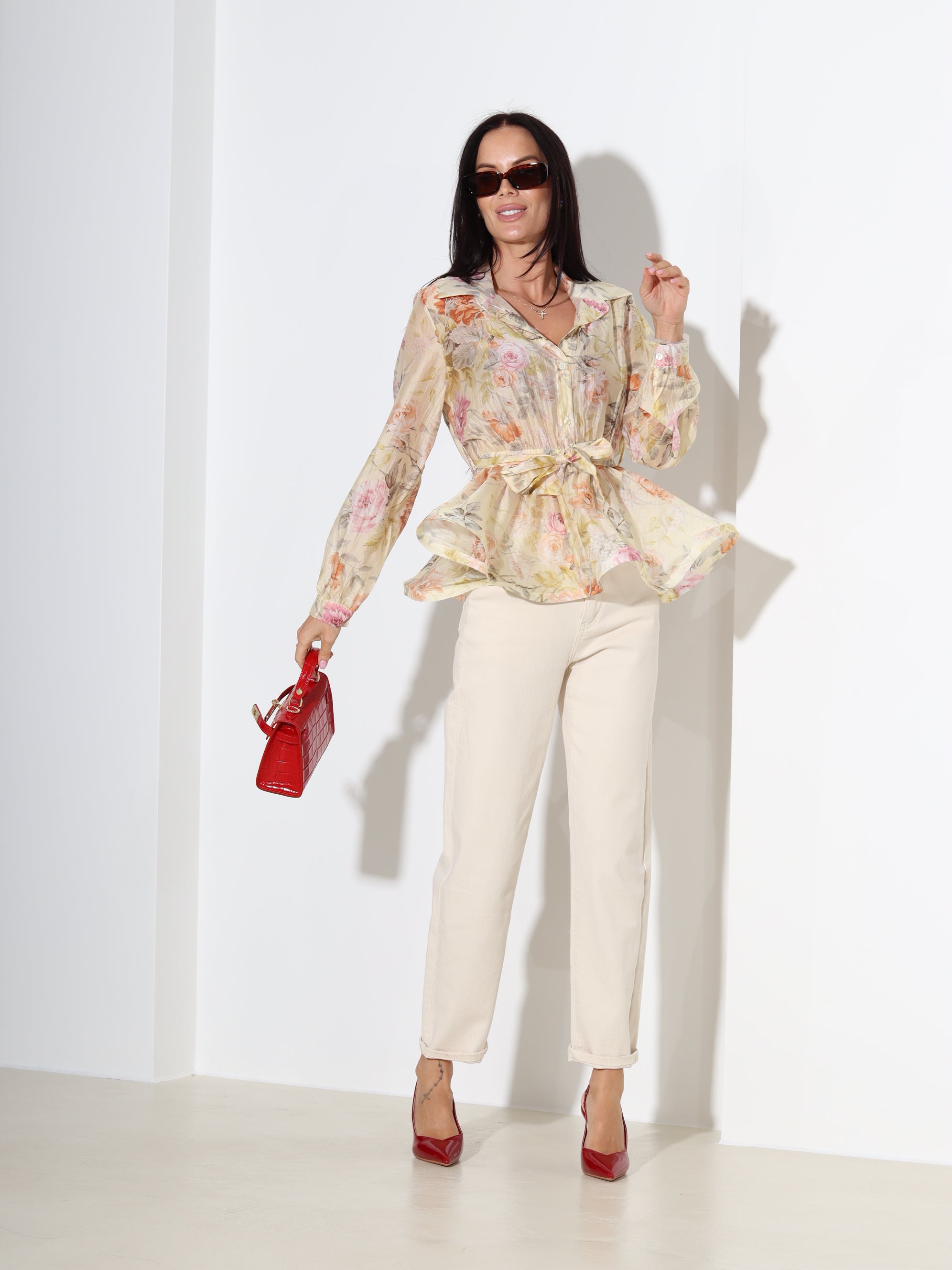 Dzeltena blūze 'Rozīte' ar volāniņu gurnu daļā - 18339