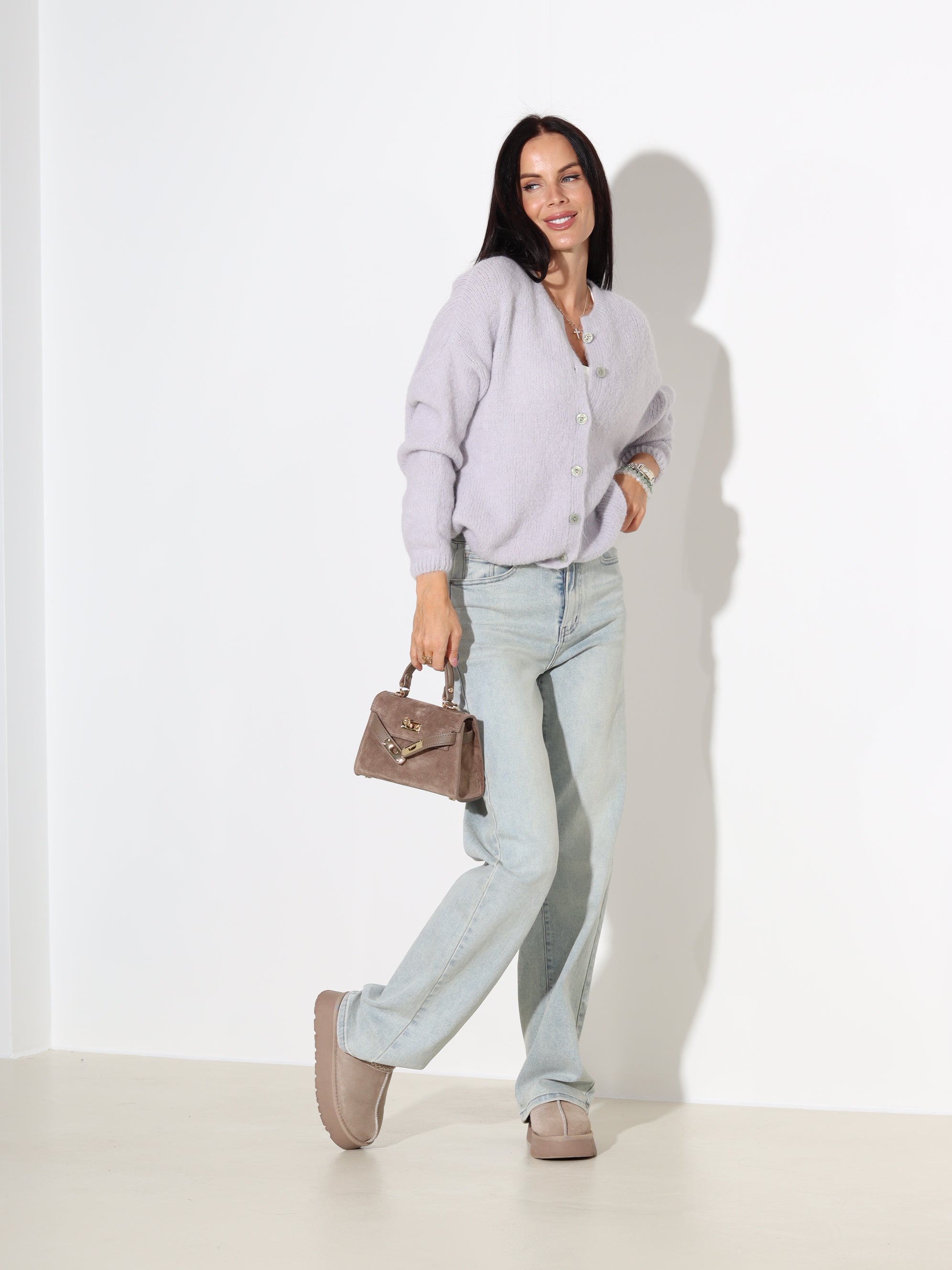 Gaiši pelēka jaka ar pogu aizdari - 18116