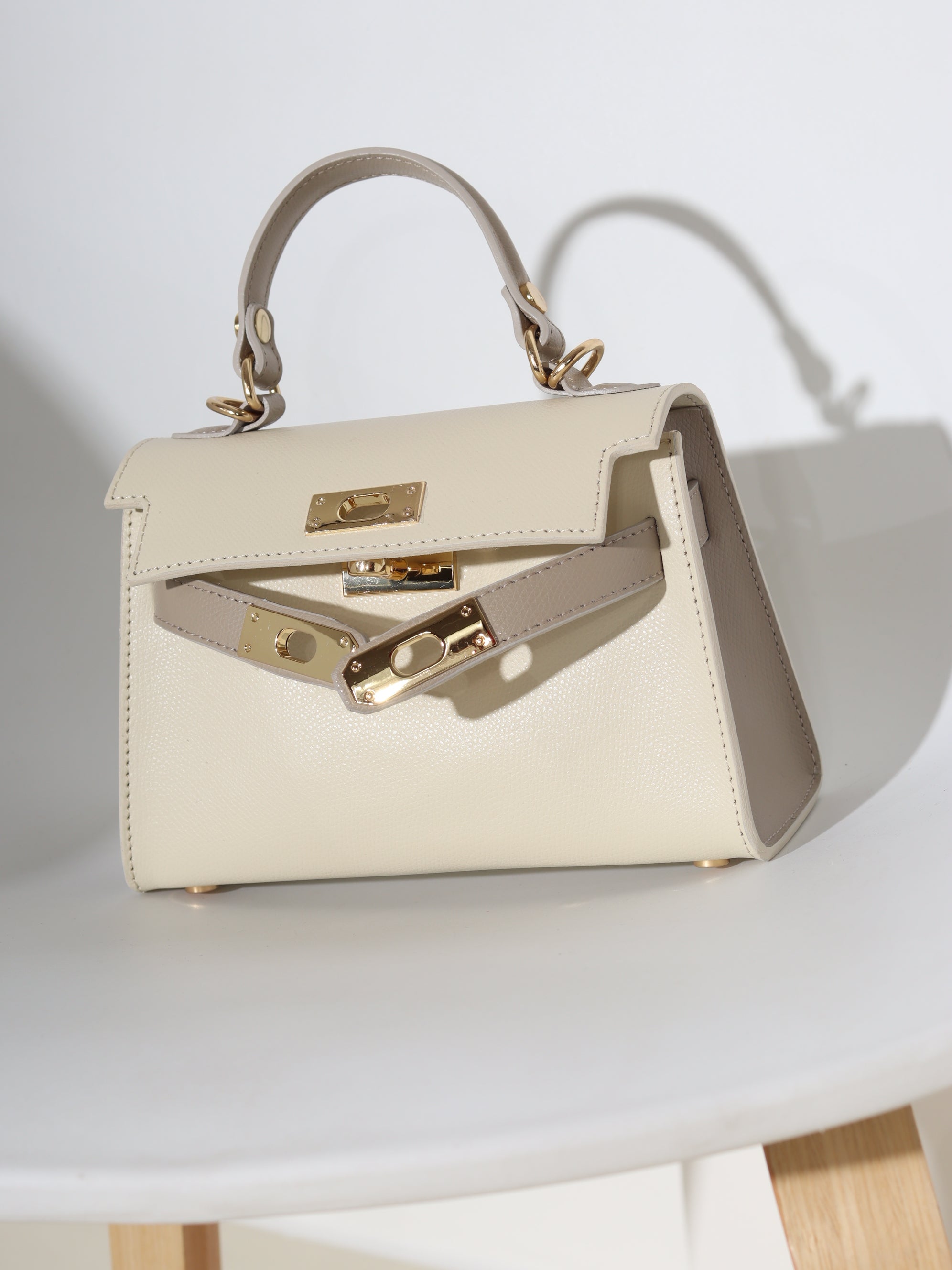 Bēša+taupe, d/ā soma "Mini klasika" - 18365. a