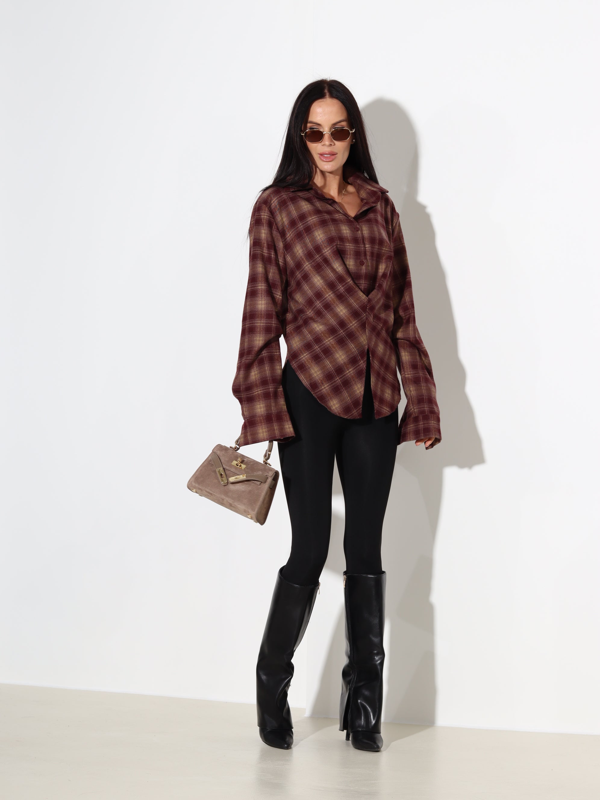 Bordo rūtains krekls, sienama muguras daļa - 18148