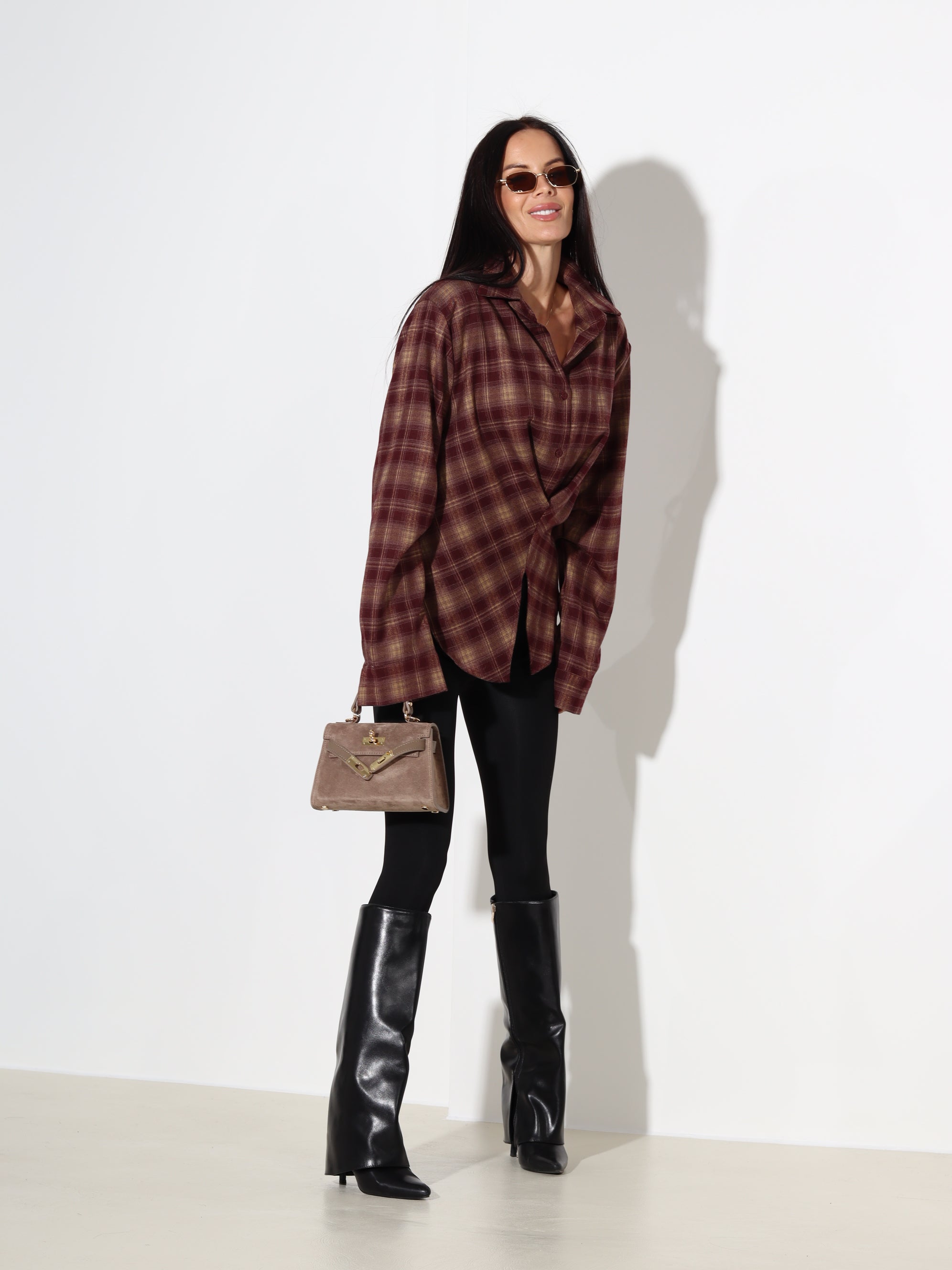 Bordo rūtains krekls, sienama muguras daļa - 18148