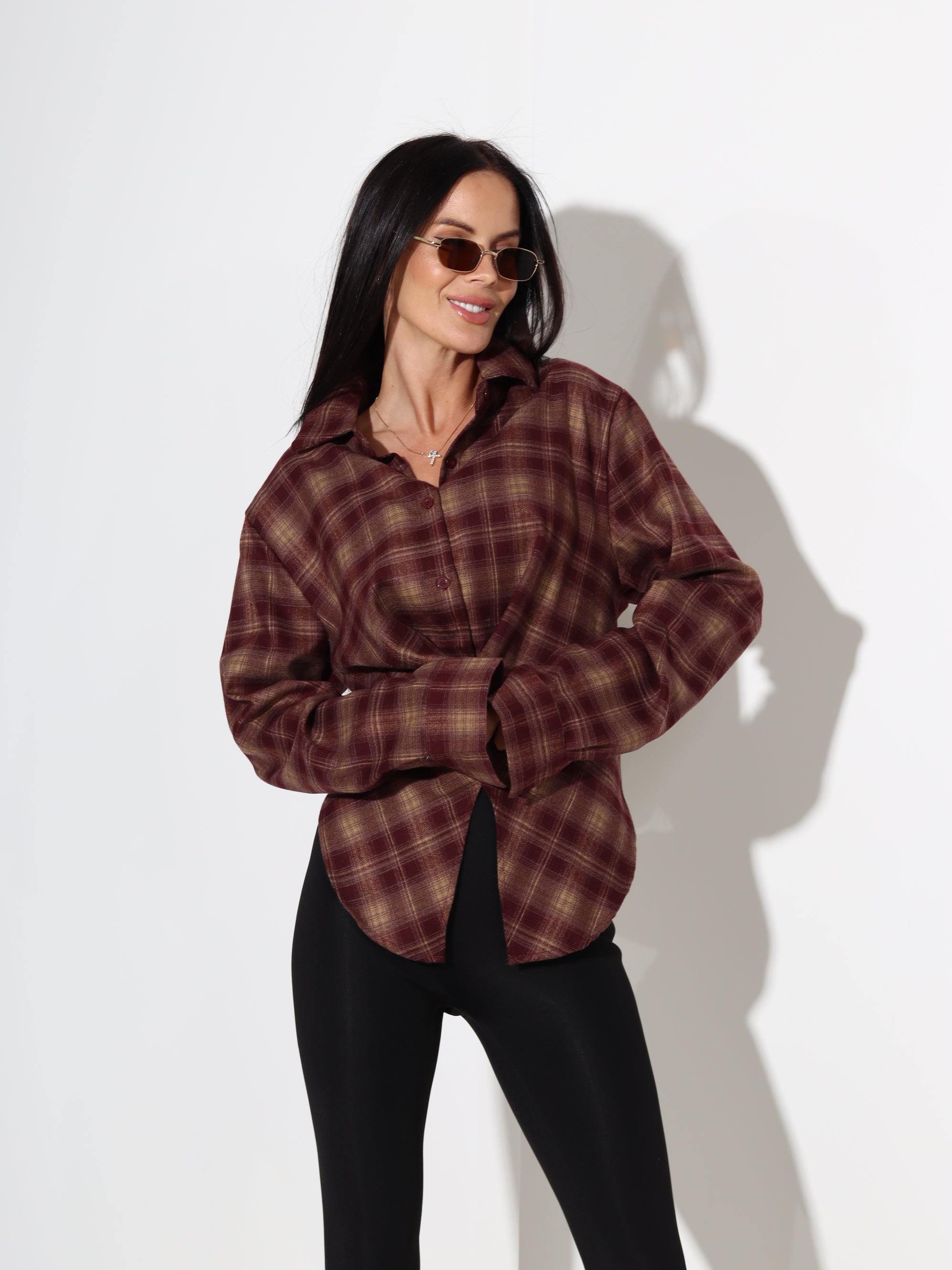 Bordo rūtains krekls, sienama muguras daļa - 18148