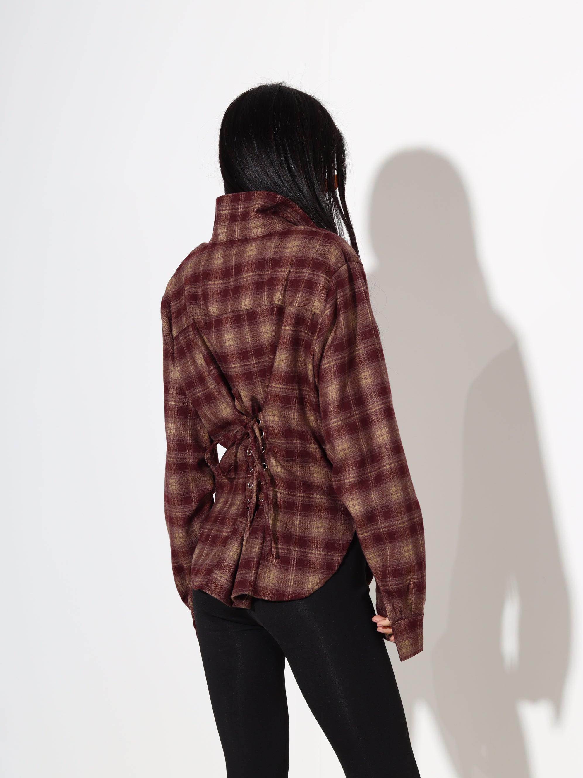 Bordo rūtains krekls, sienama muguras daļa - 18148