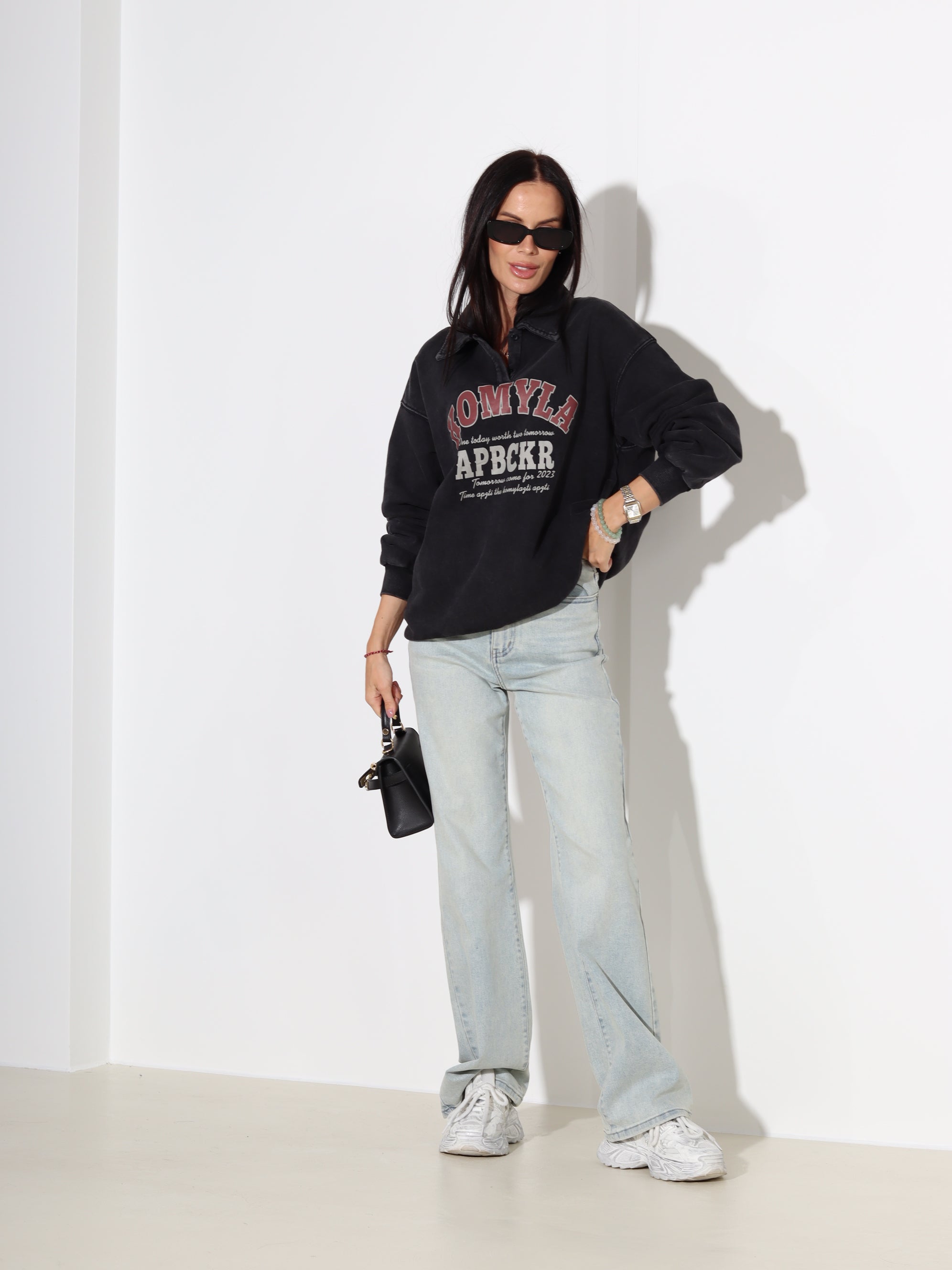 T.pelēks džemperis ar uzrakstu "Komyla" - 18129