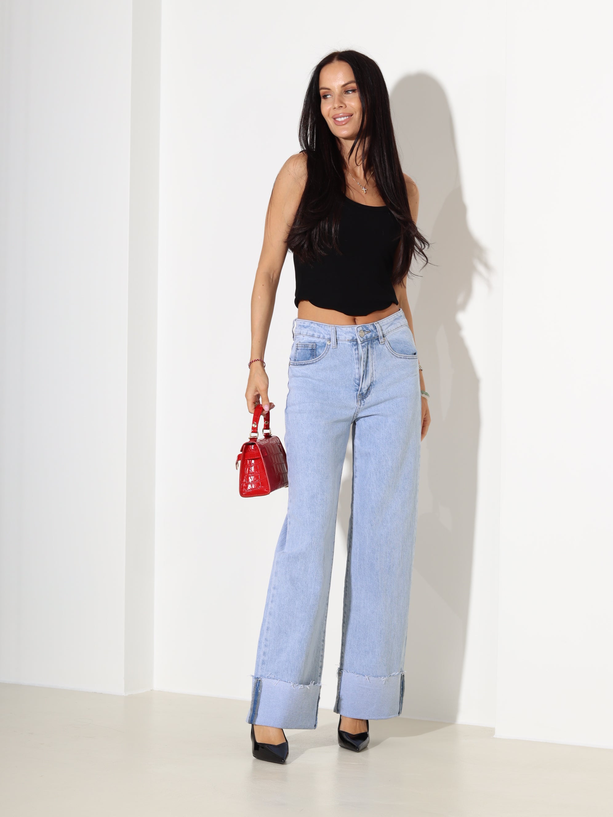 Gaiši zilas "Laulia" džinsa bikses "Dad fit" - 18357