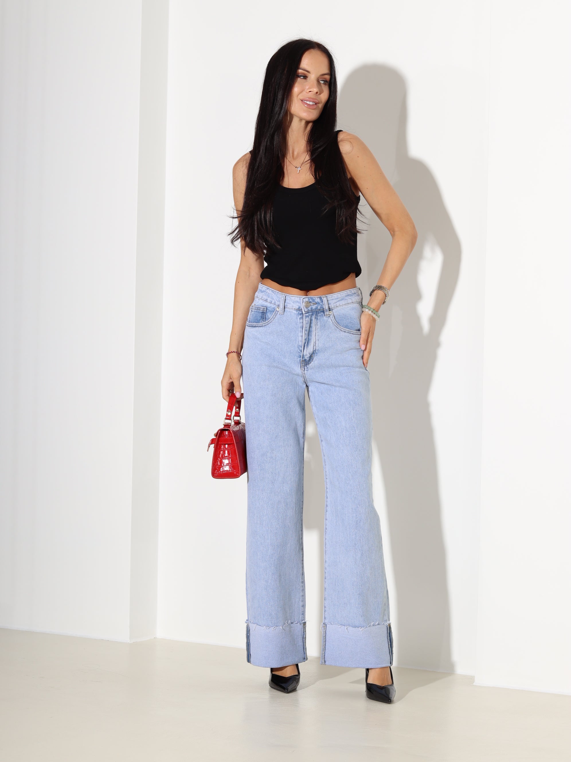 Gaiši zilas "Laulia" džinsa bikses "Dad fit" - 18357