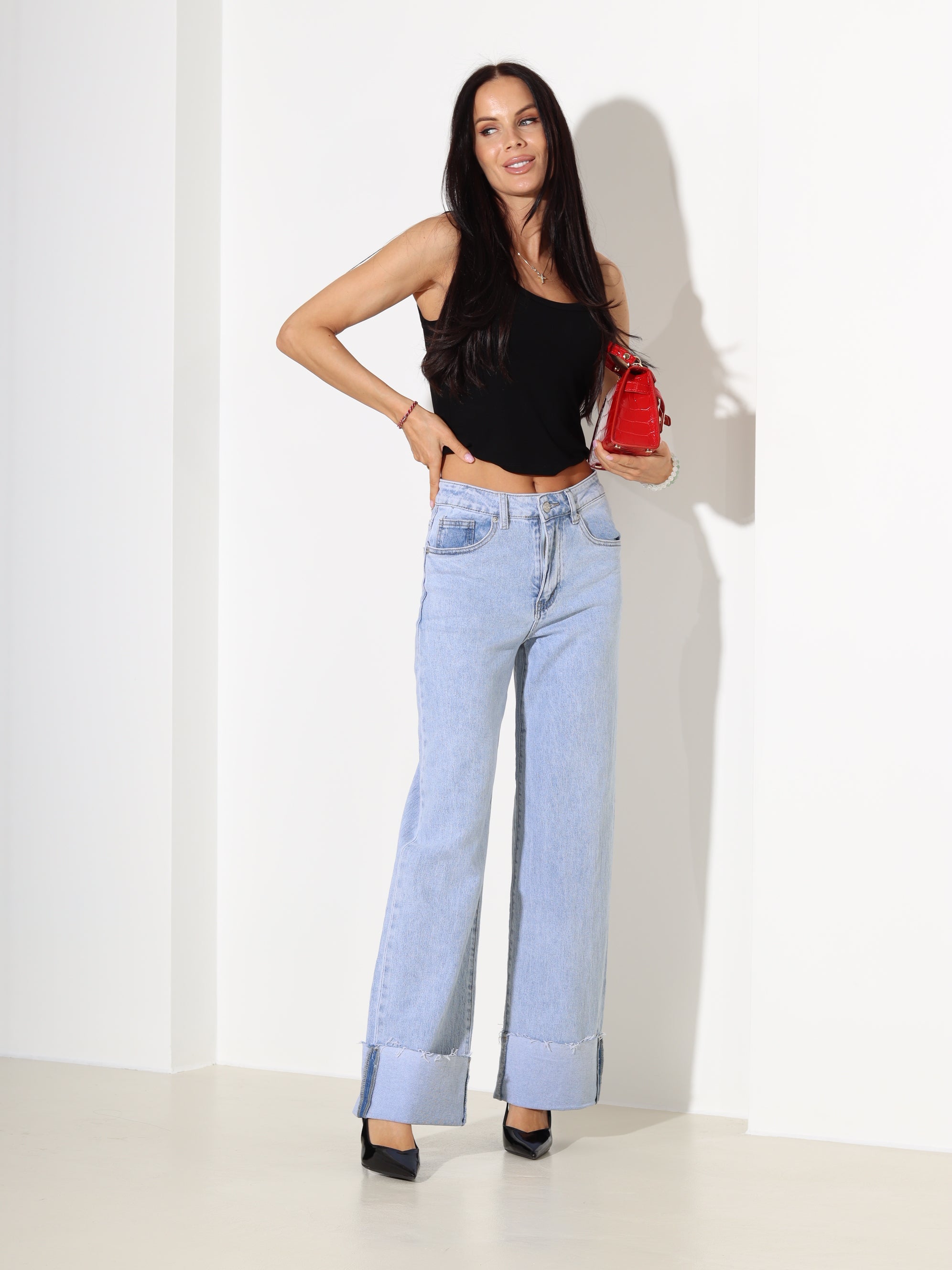 Gaiši zilas "Laulia" džinsa bikses "Dad fit" - 18357