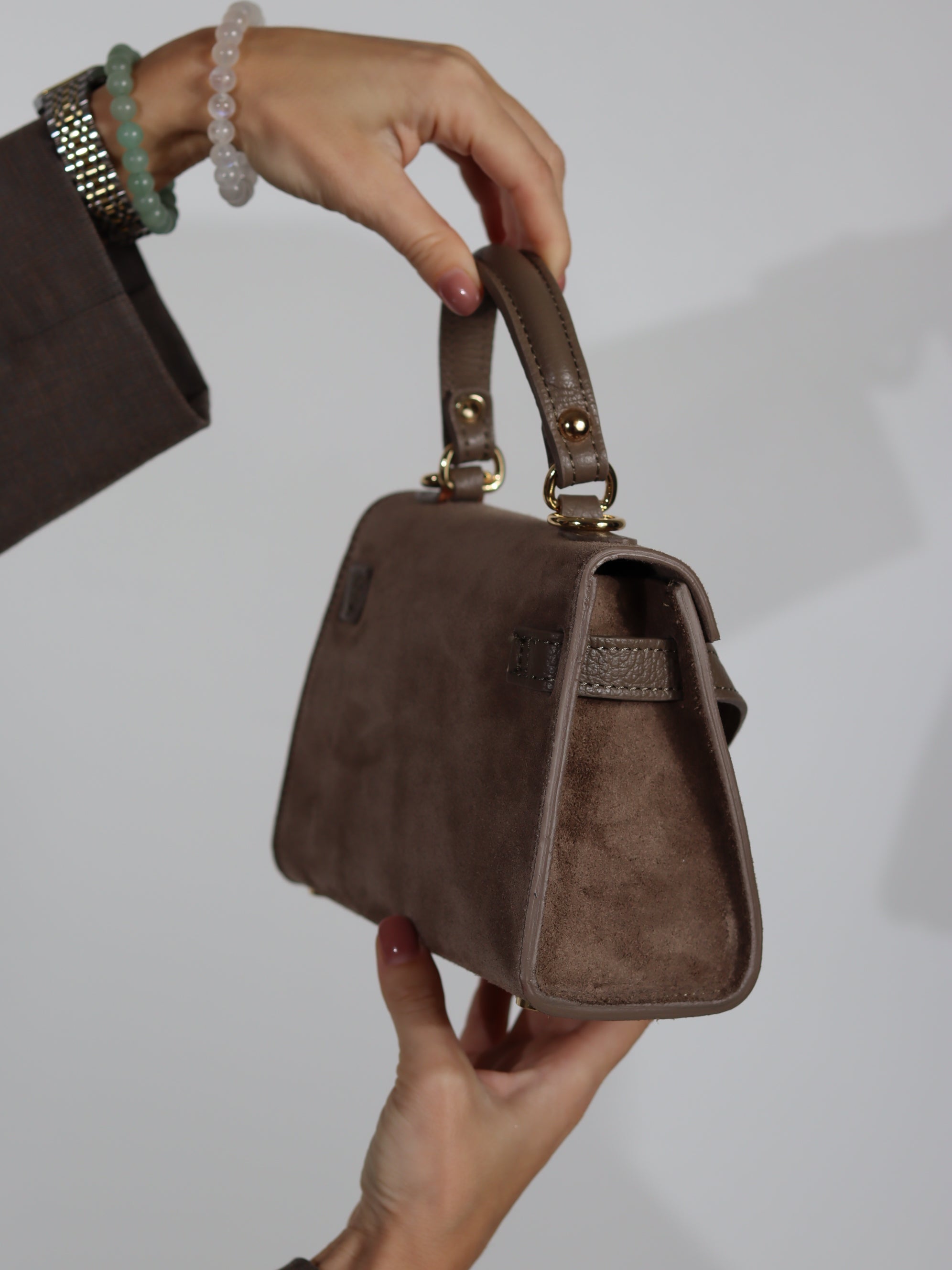 Taupe zamšādas soma "Mini klasika" - 16935