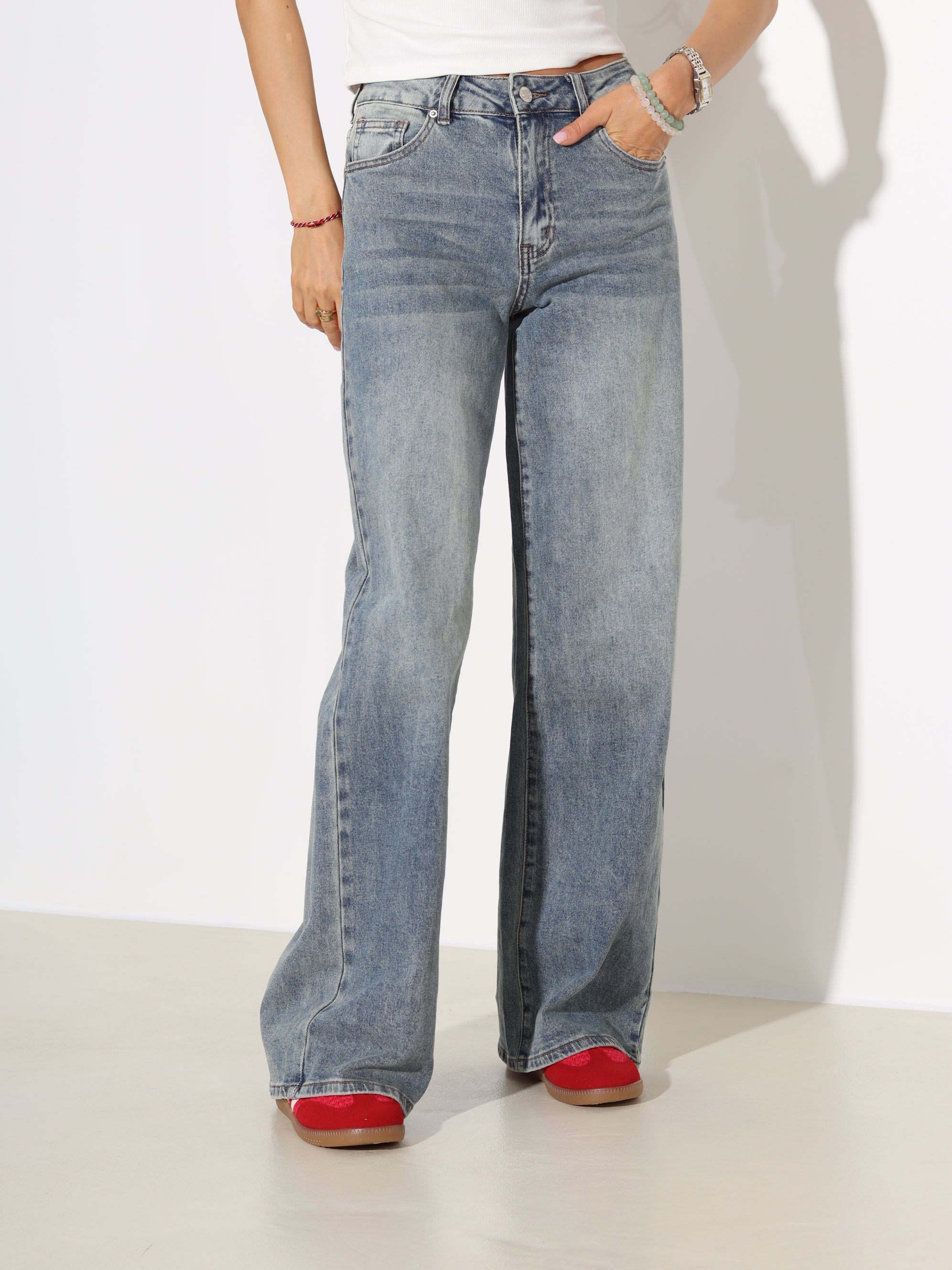 Zilganzaļas "Laulia" džinsa bikses "Premium" - 18361