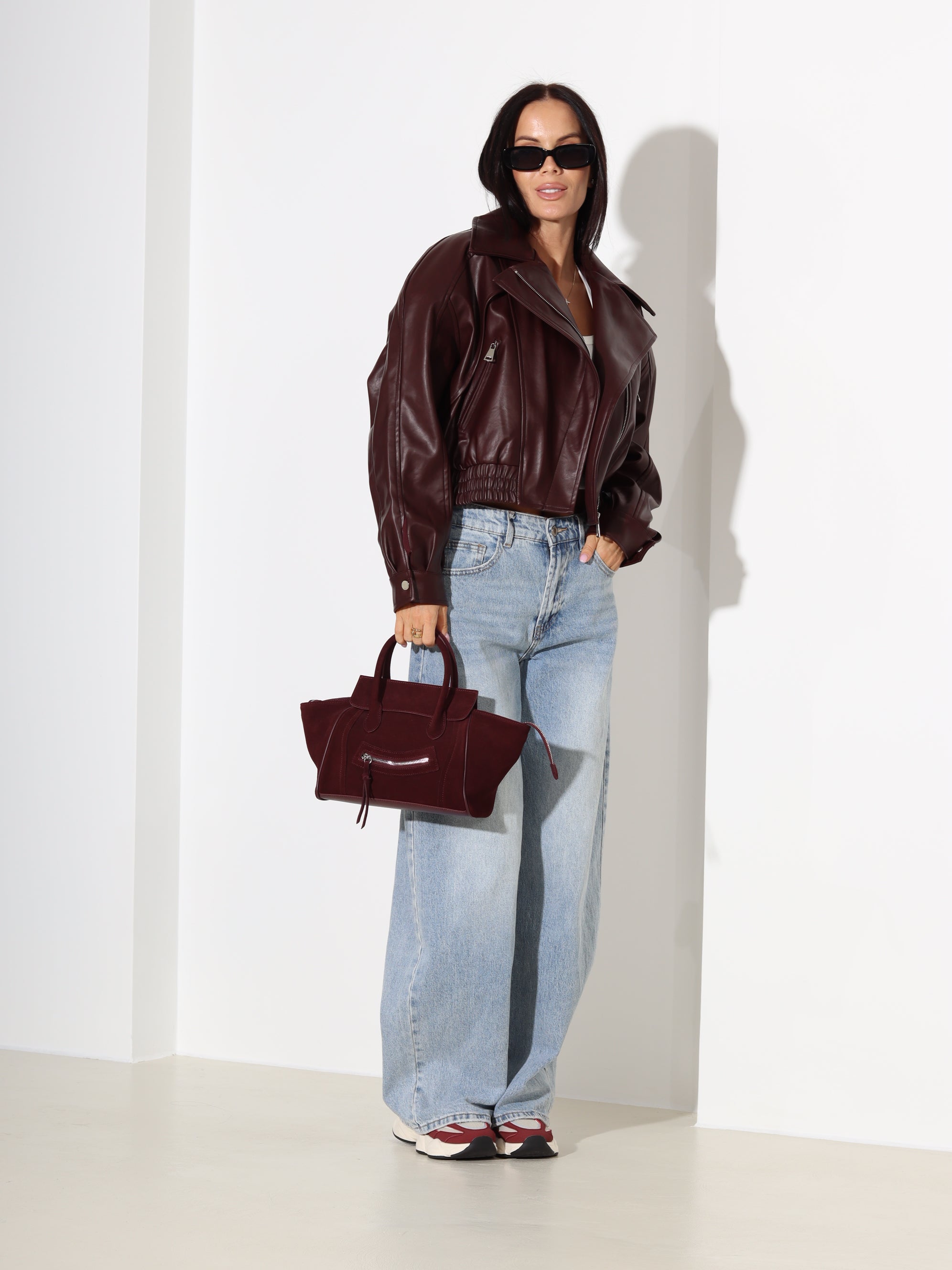 Bordo eco ādas virsjaka/bomberjaka - 18381