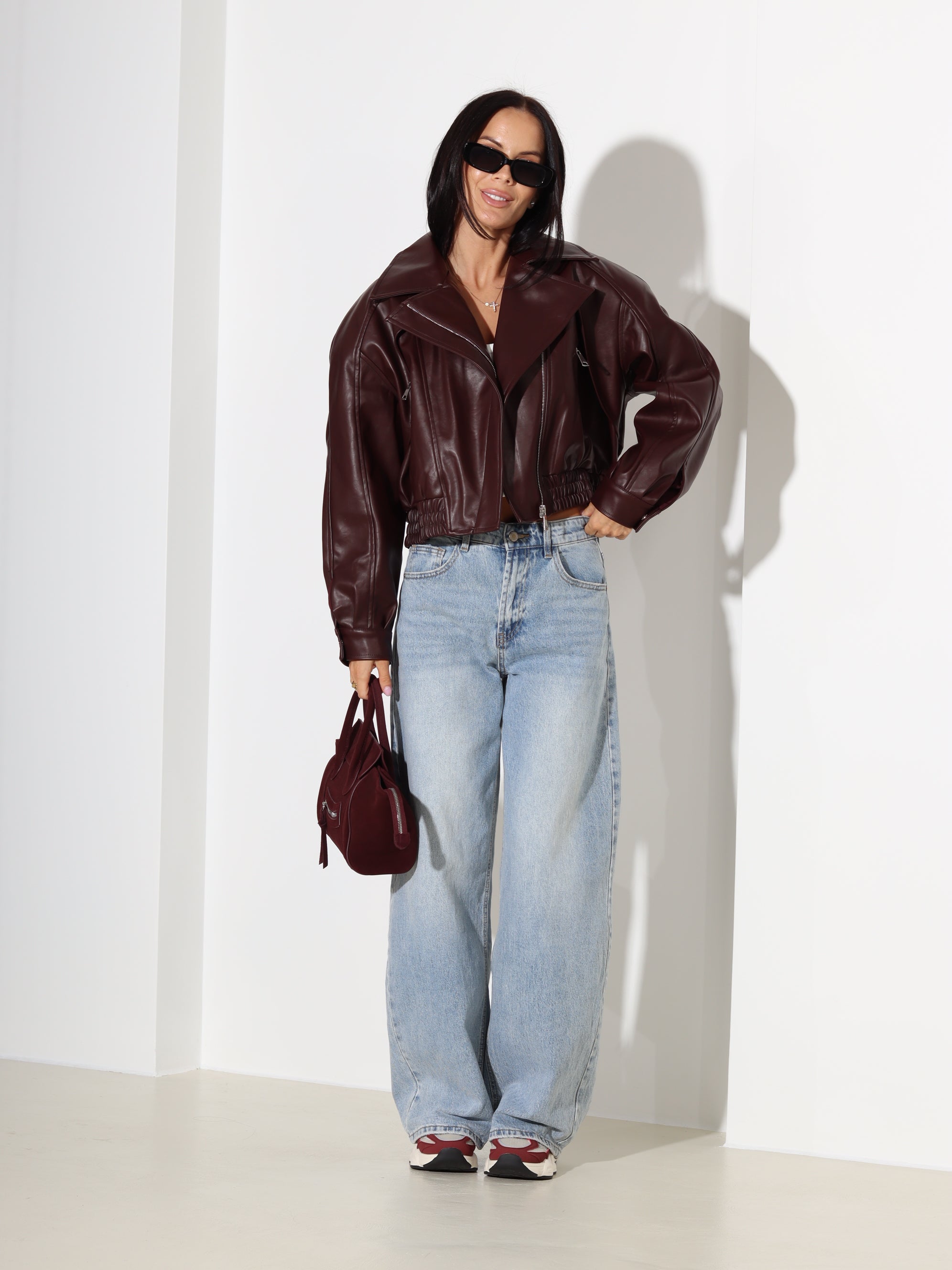 Bordo eco ādas virsjaka/bomberjaka - 18381