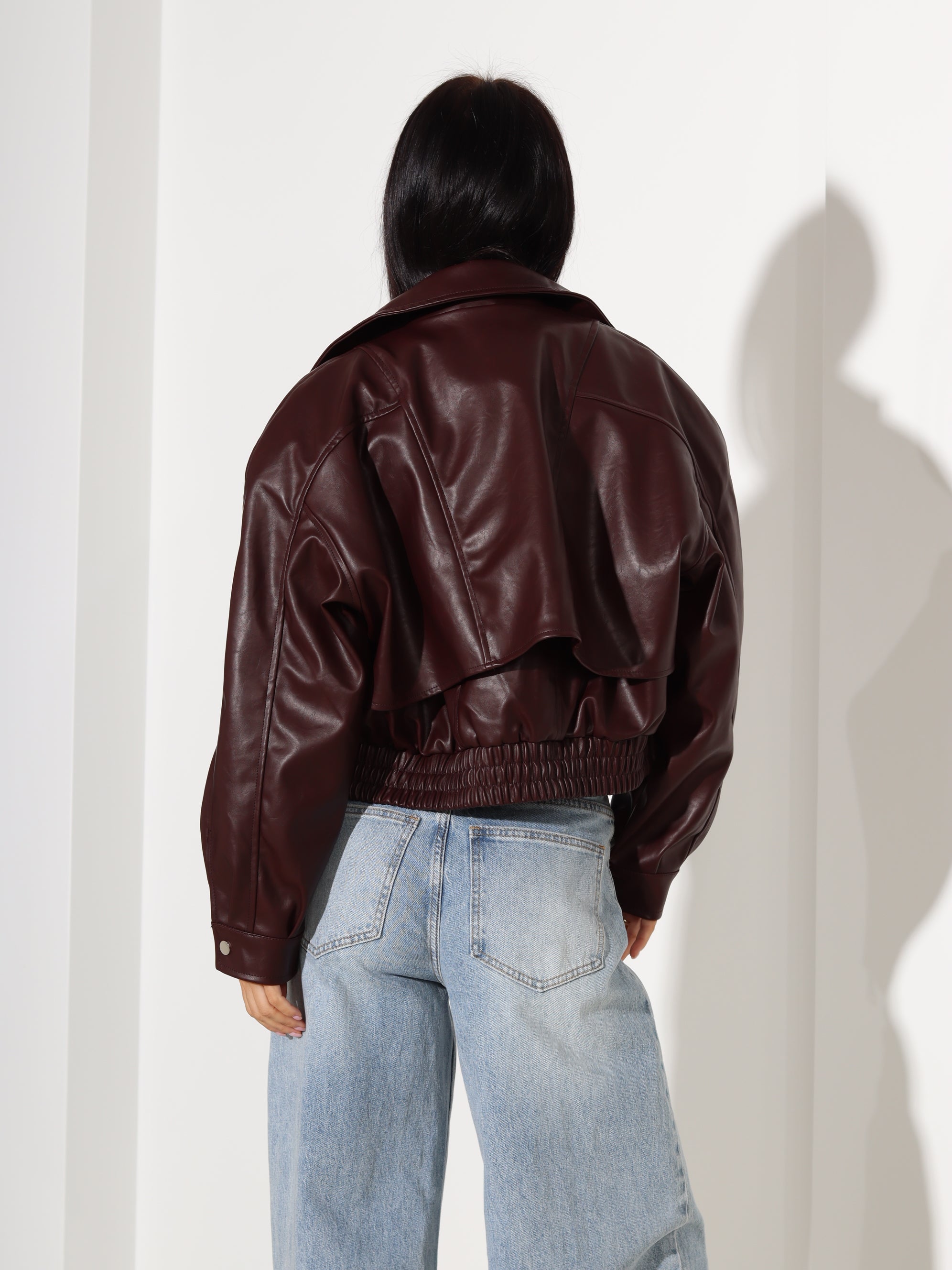 Bordo eco ādas virsjaka/bomberjaka - 18381