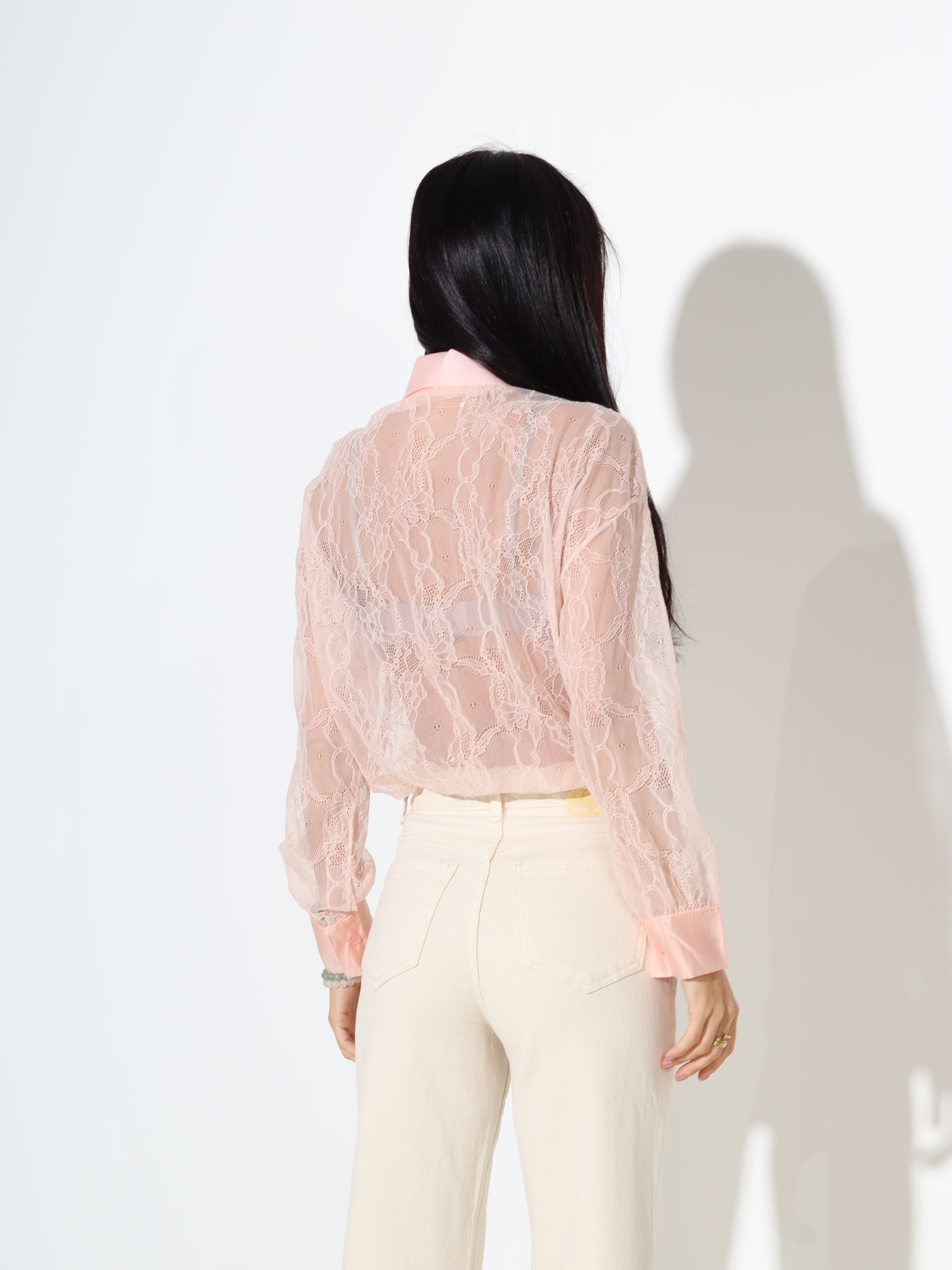 Oranžs mežģīņu pogājams krekls - 18147