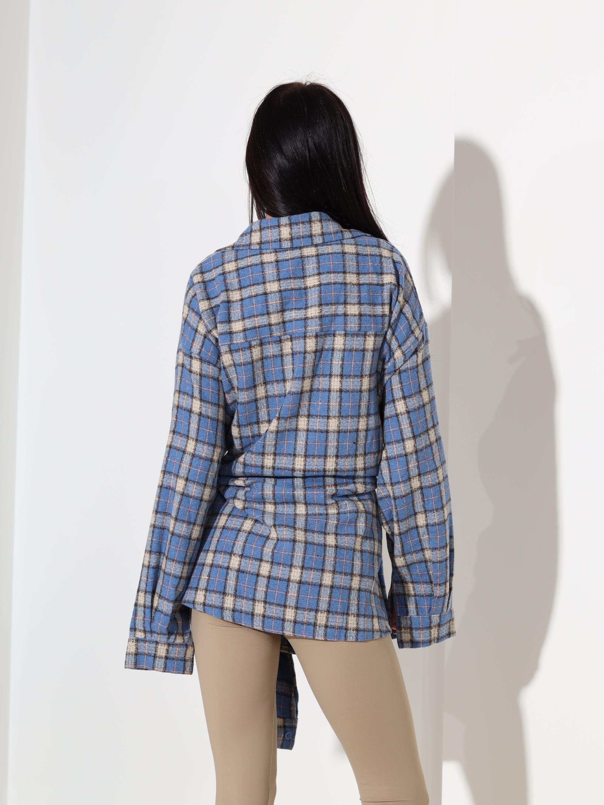 Gaiši zils, stilizēts, rūtains krekls - 18387