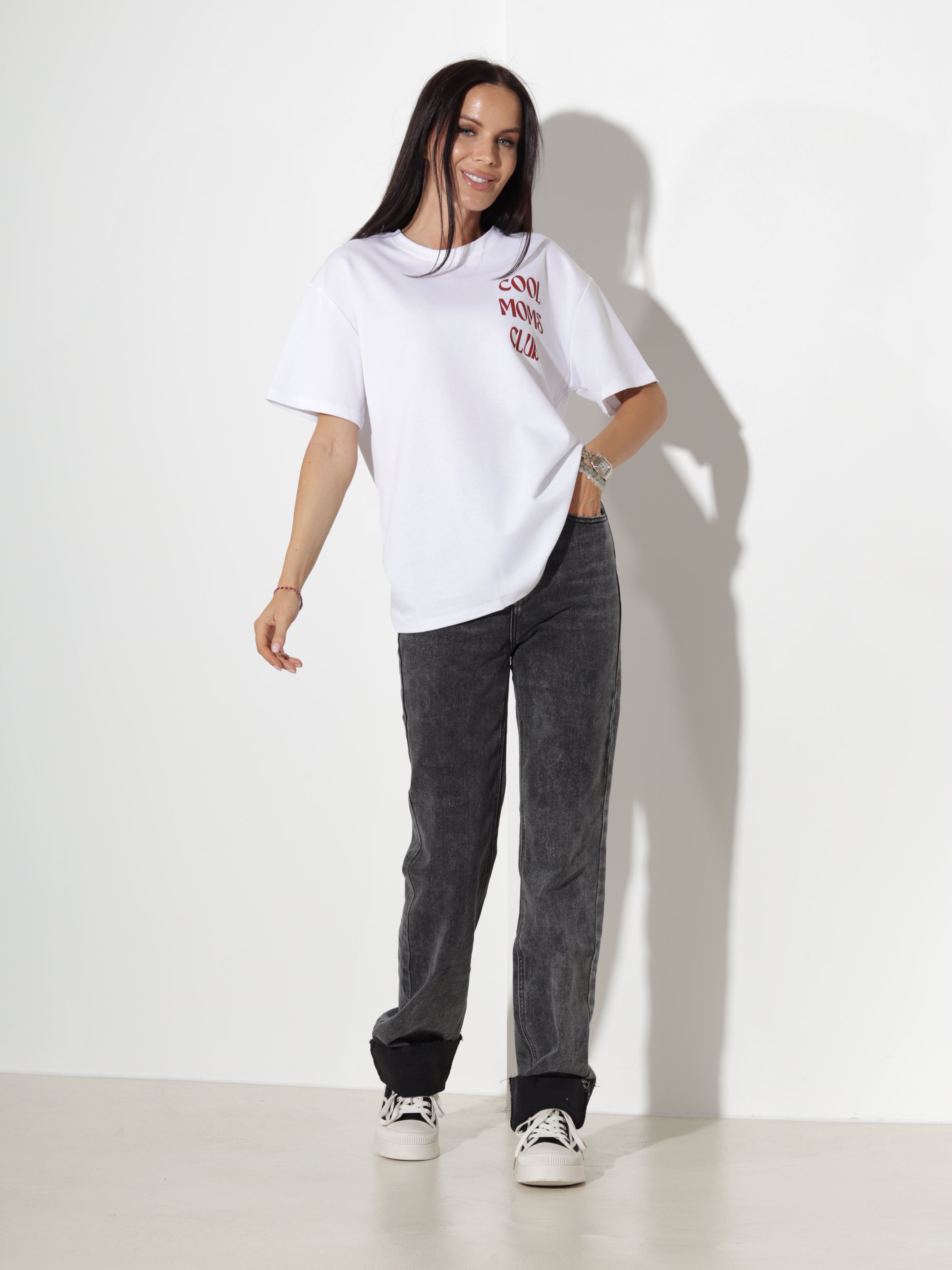 Balts T-krekls / tops "Cool moms club" - 20339